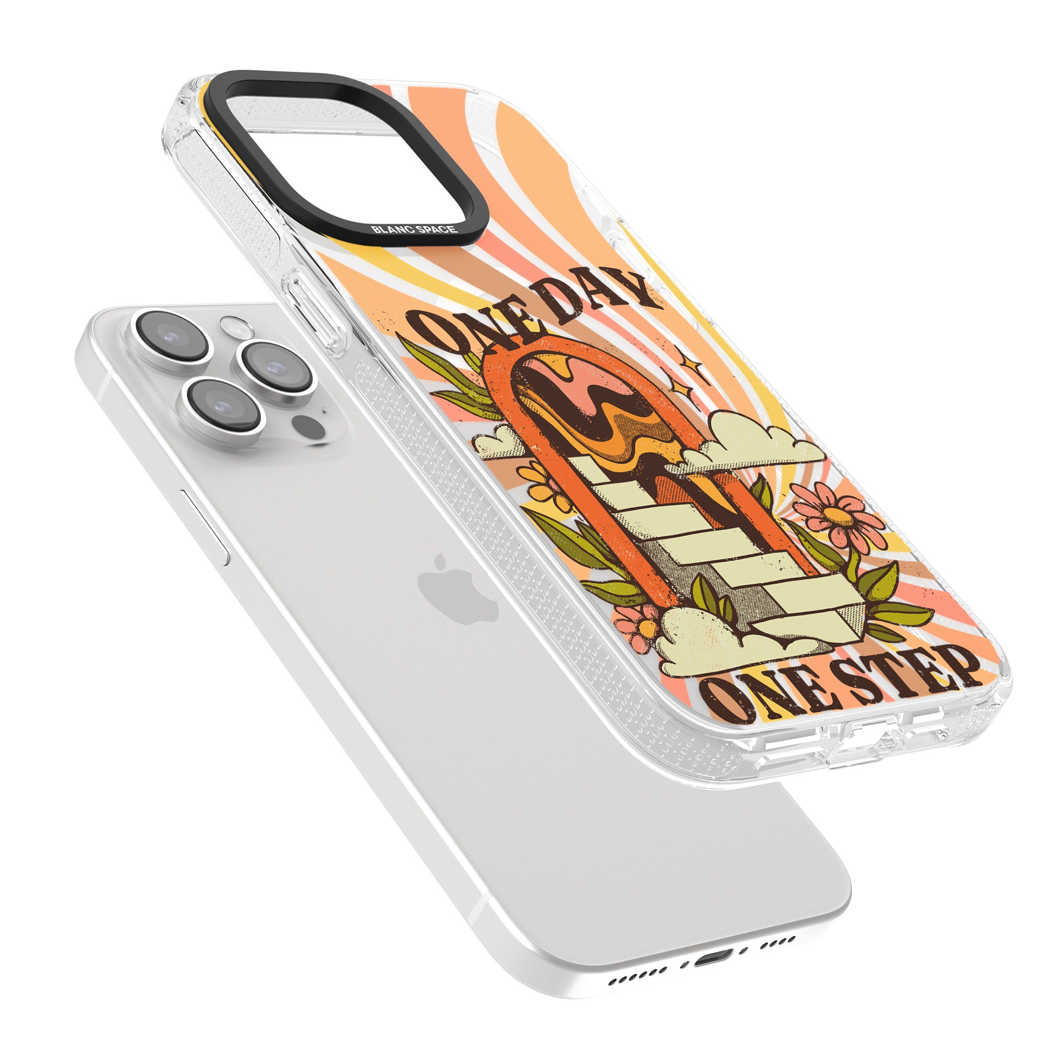 One Day One Step iPhone 15 Pro Max / 15 Pro / 14 Pro Max / 14 Pro / 13 Pro Clear Case Impact Air - Blanc Space