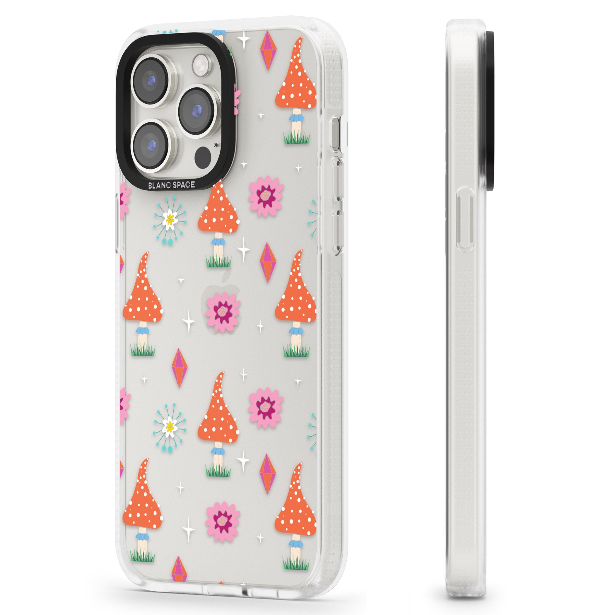 Boho Celestial Mushroom & Crystal iPhone 15 Pro Max / 15 Pro / 14 Pro Max / 14 Pro / 13 Pro Clear Case Impact Air - Blanc Space