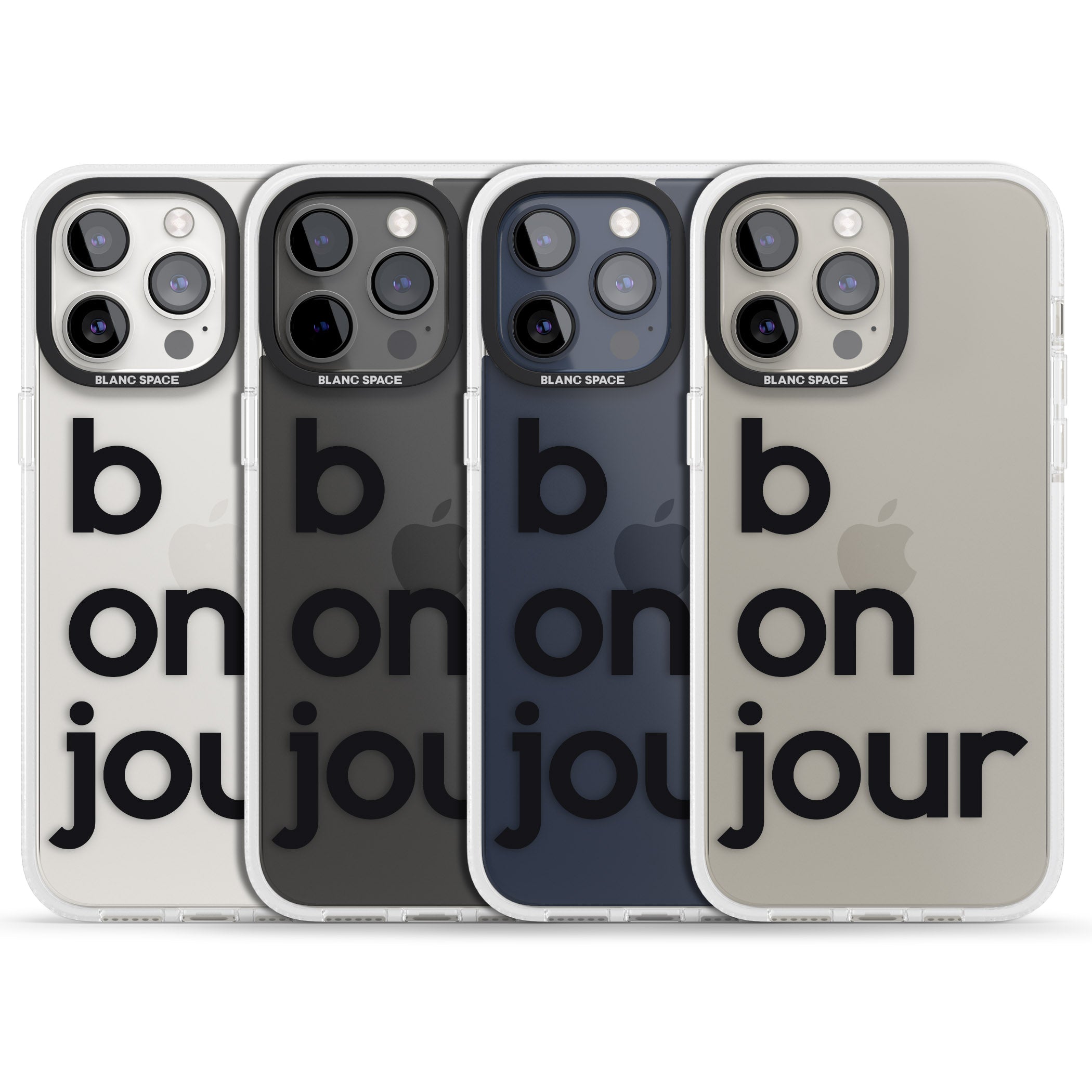 Bonjour iPhone 15 Pro Max / 15 Pro / 14 Pro Max / 14 Pro / 13 Pro Clear Case Impact Air - Blanc Space