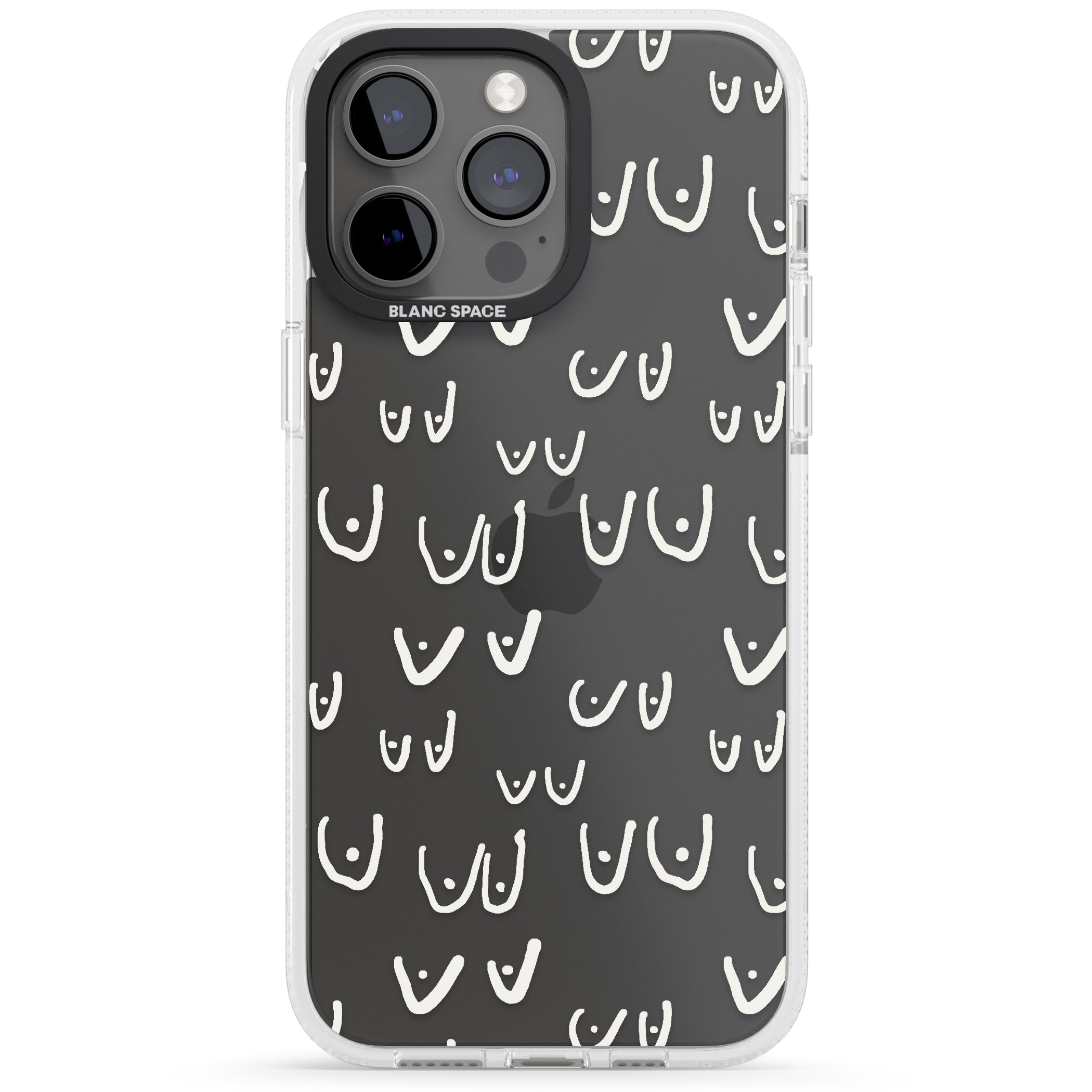 Free the boob (White) iPhone 15 Pro Max / 15 Pro / 14 Pro Max / 14 Pro / 13 Pro Clear Case Impact Air - Blanc Space
