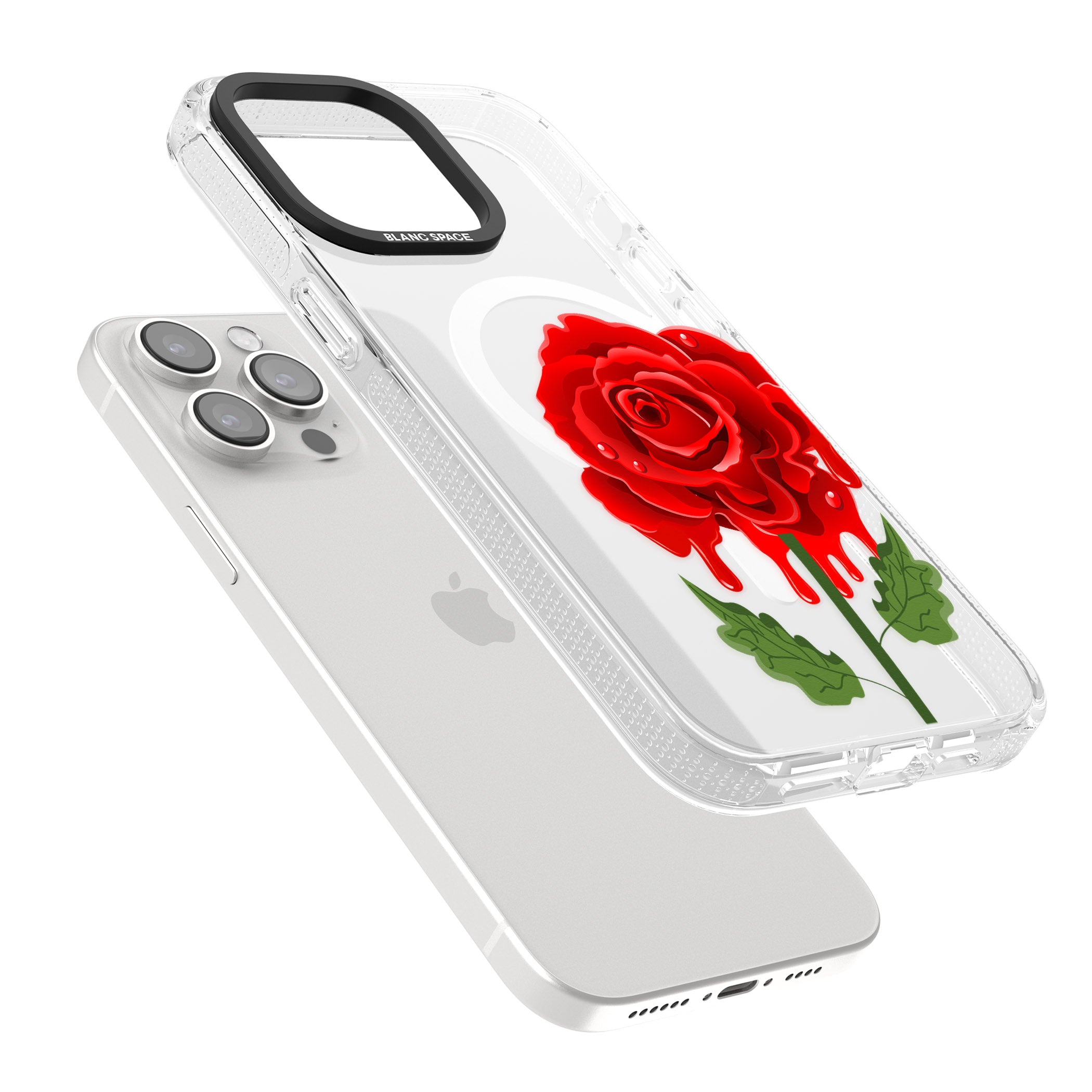 Melting Rose iPhone 15 Pro Max / 15 Pro / 14 Pro Max / 14 Pro / 13 Pro Clear Case Impact Air - Blanc Space