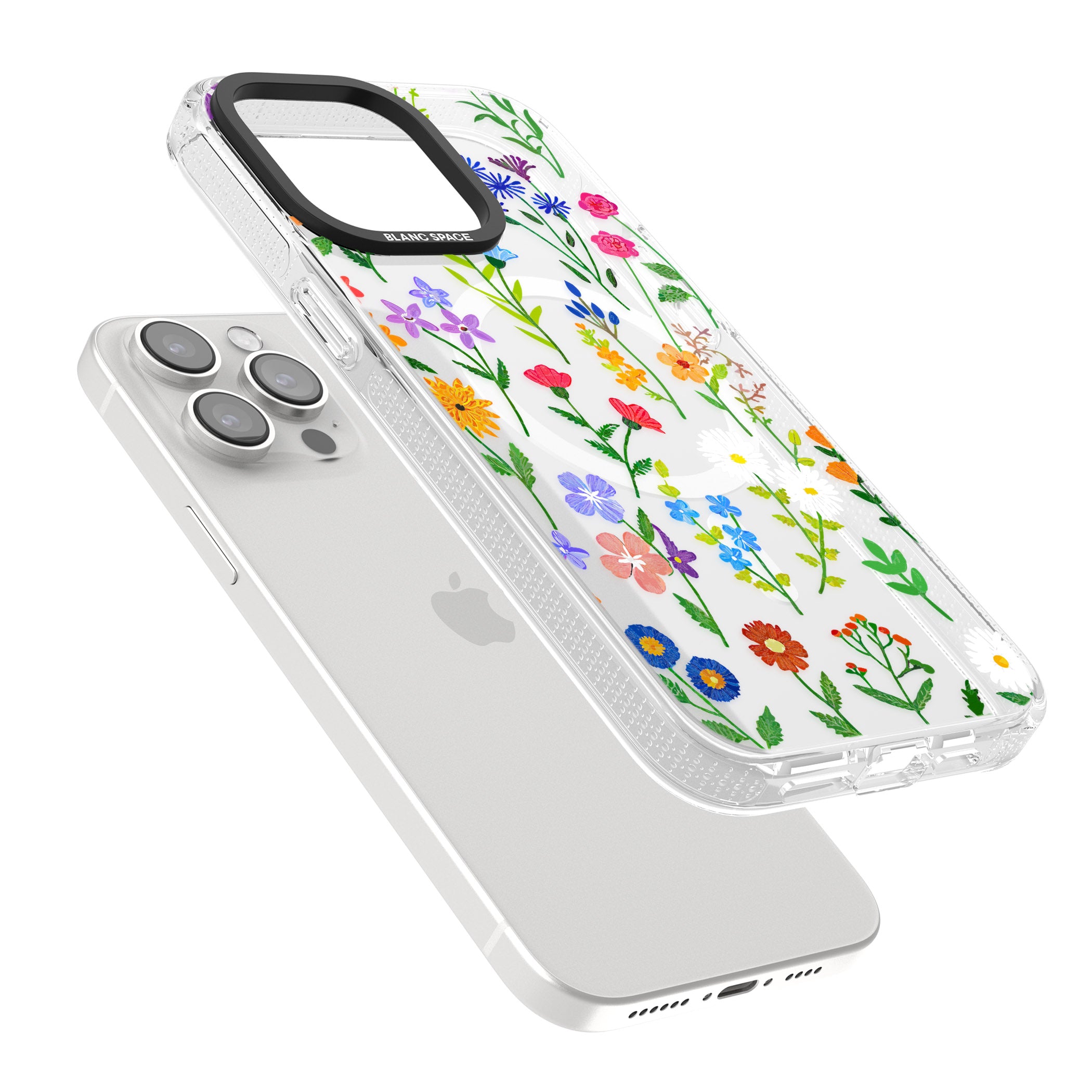 Wildflower Garden iPhone 15 Pro Max / 15 Pro / 14 Pro Max / 14 Pro / 13 Pro Clear Case Impact Air - Blanc Space