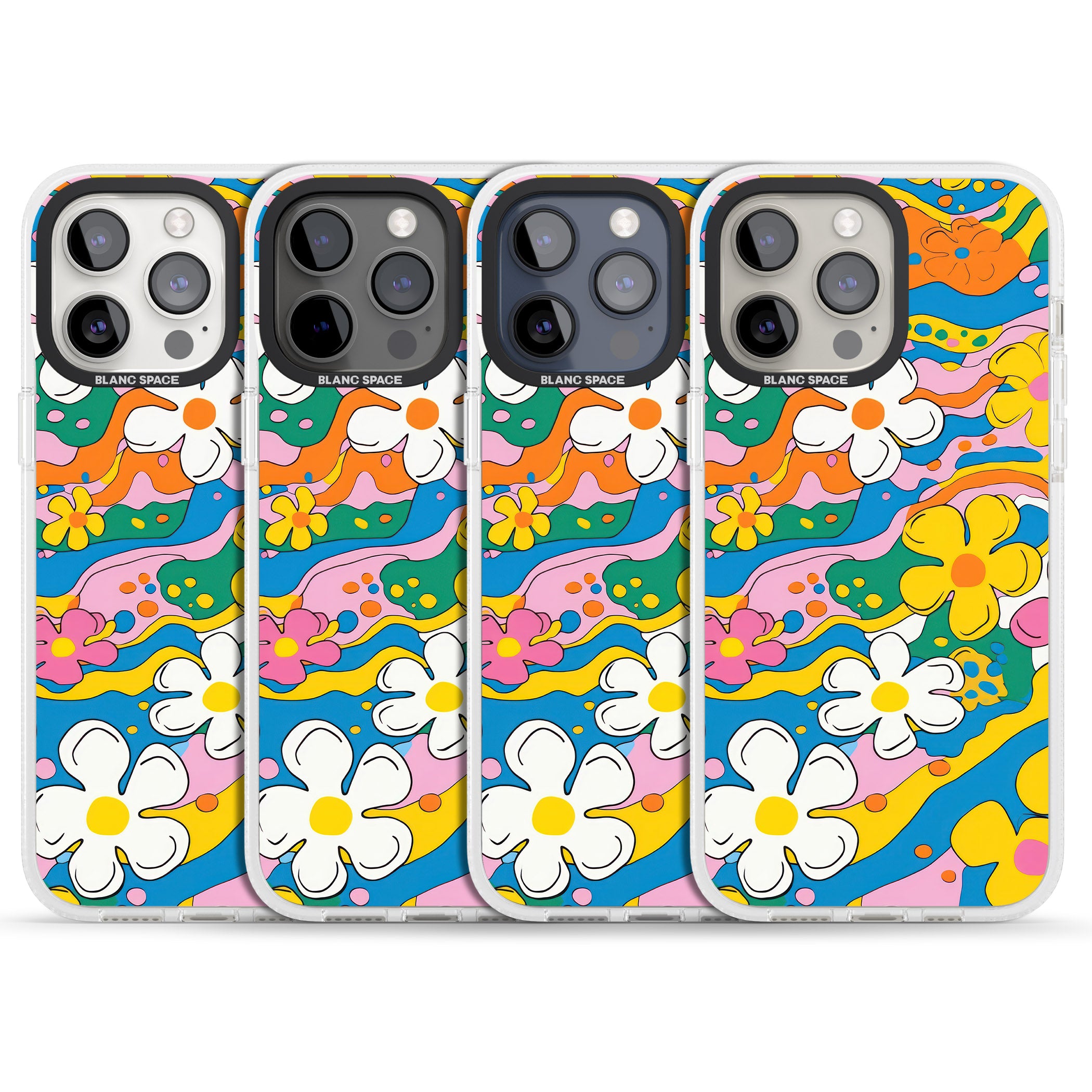 Vibrant Bloom iPhone 15 Pro Max / 15 Pro / 14 Pro Max / 14 Pro / 13 Pro Clear Case Impact Air - Blanc Space