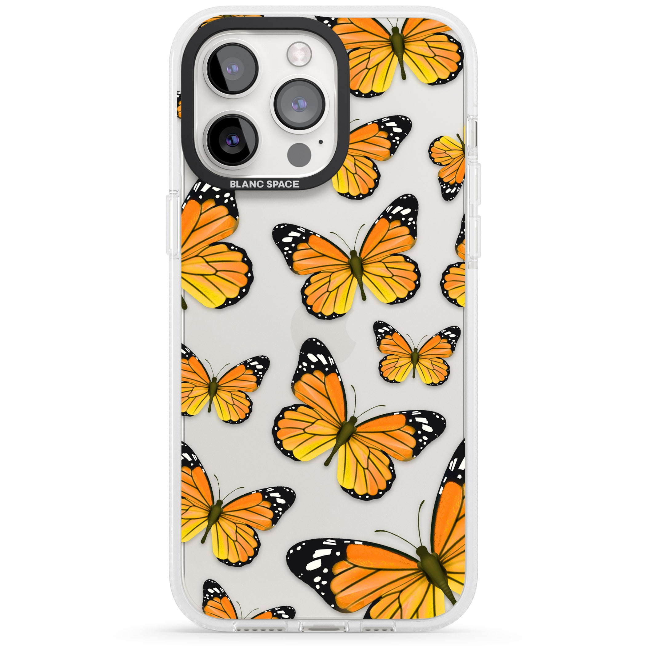 Sun-Yellow Butterflies iPhone 15 Pro Max / 15 Pro / 14 Pro Max / 14 Pro / 13 Pro Clear Case Impact Air - Blanc Space