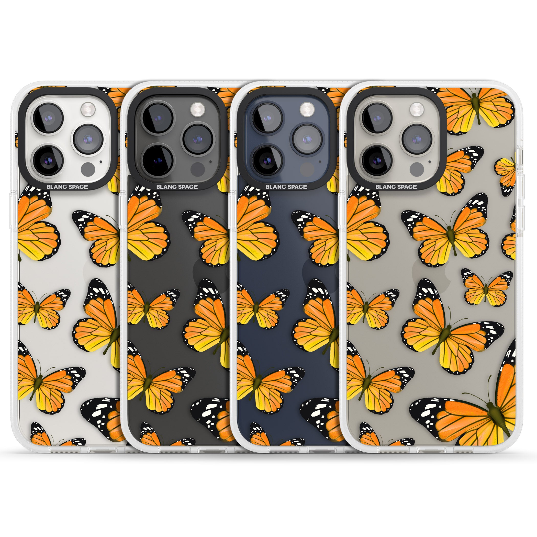 Sun-Yellow Butterflies iPhone 15 Pro Max / 15 Pro / 14 Pro Max / 14 Pro / 13 Pro Clear Case Impact Air - Blanc Space