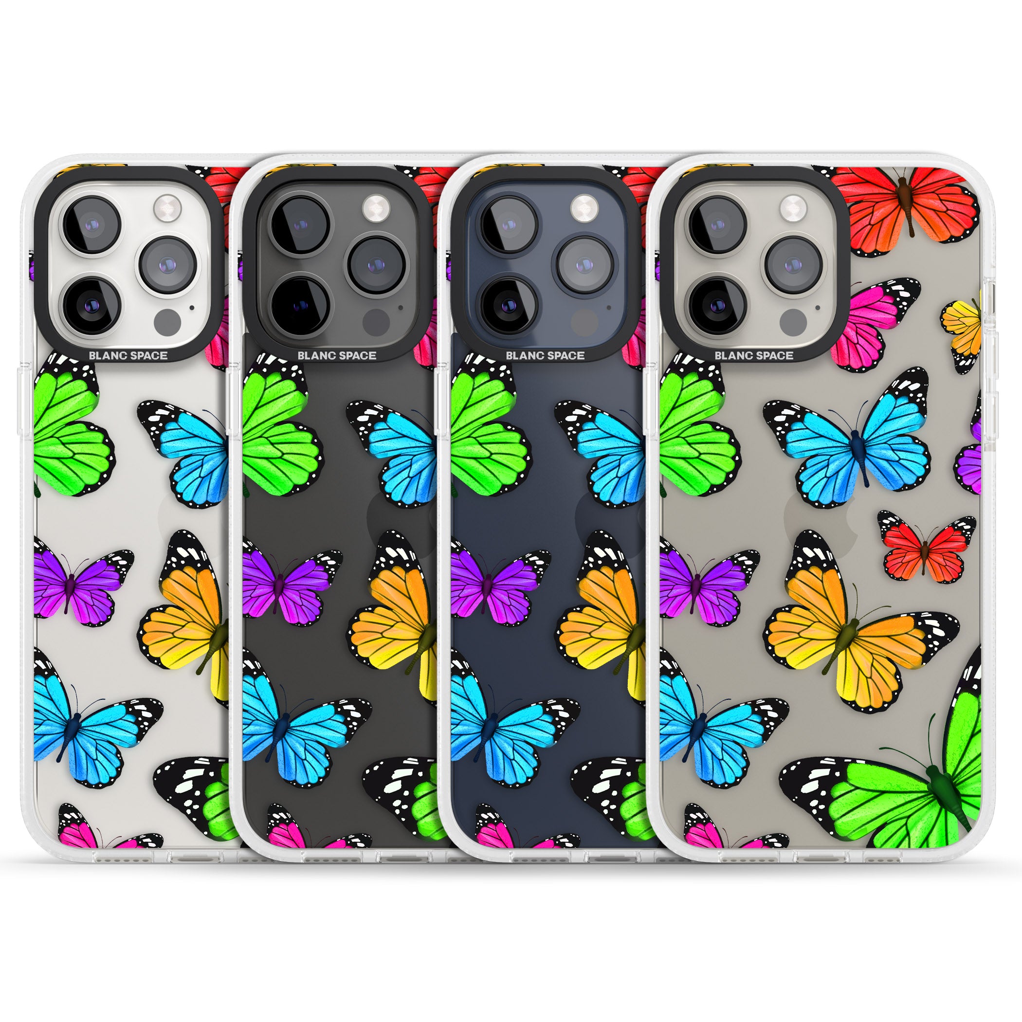 Vibrant Butterflies iPhone 15 Pro Max / 15 Pro / 14 Pro Max / 14 Pro / 13 Pro Clear Case Impact Air - Blanc Space