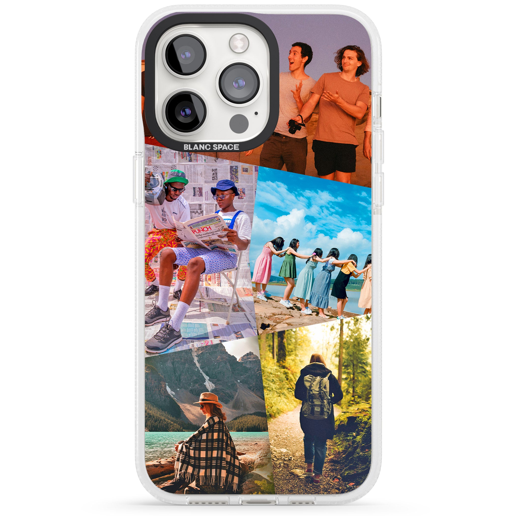 Abstract Photo Grid iPhone 15 Pro Max / 15 Pro / 14 Pro Max / 14 Pro / 13 Pro Clear Case Impact Air - Blanc Space