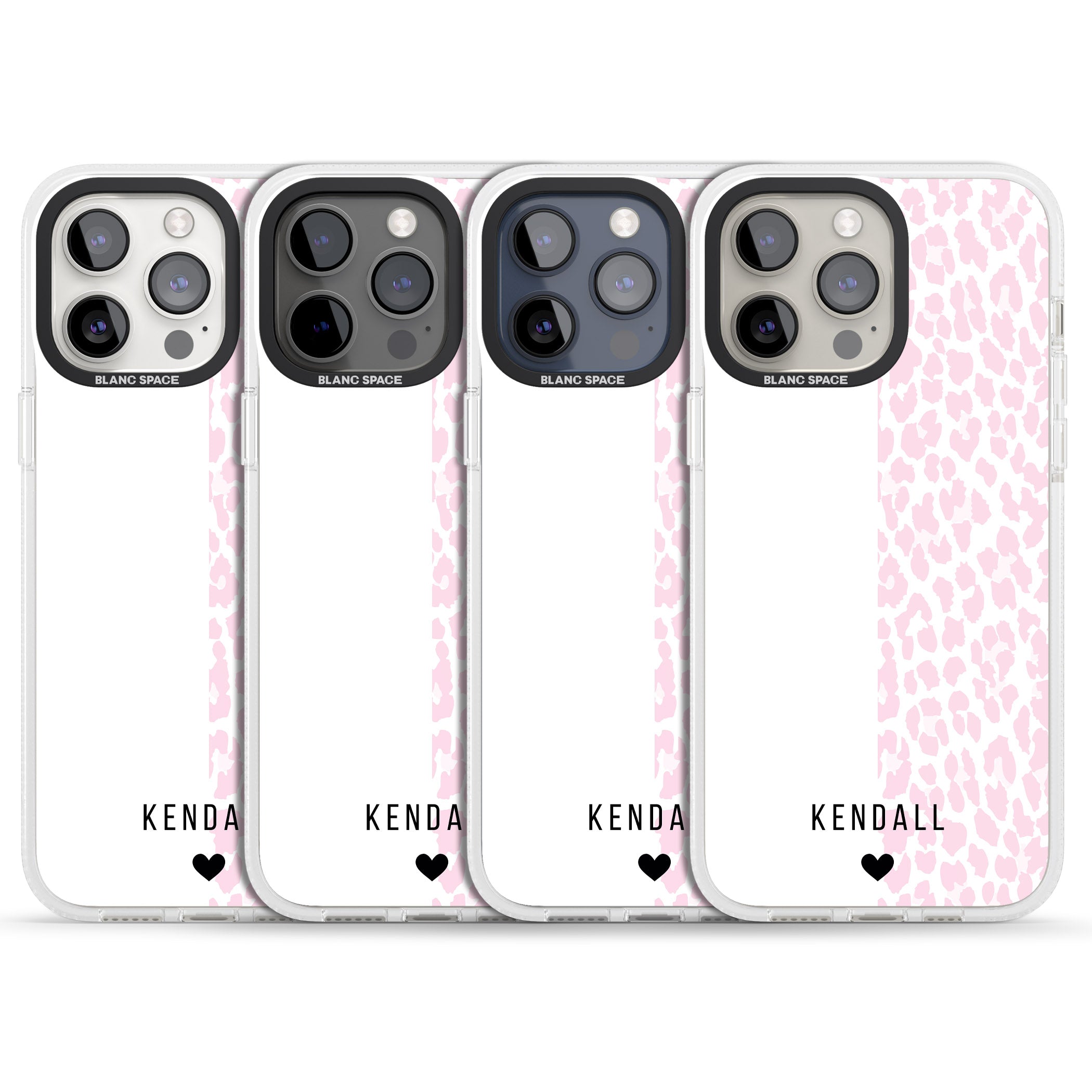 Personalised Pink & White Leopard Spots iPhone 15 Pro Max / 15 Pro / 14 Pro Max / 14 Pro / 13 Pro Clear Case Impact Air - Blanc Space