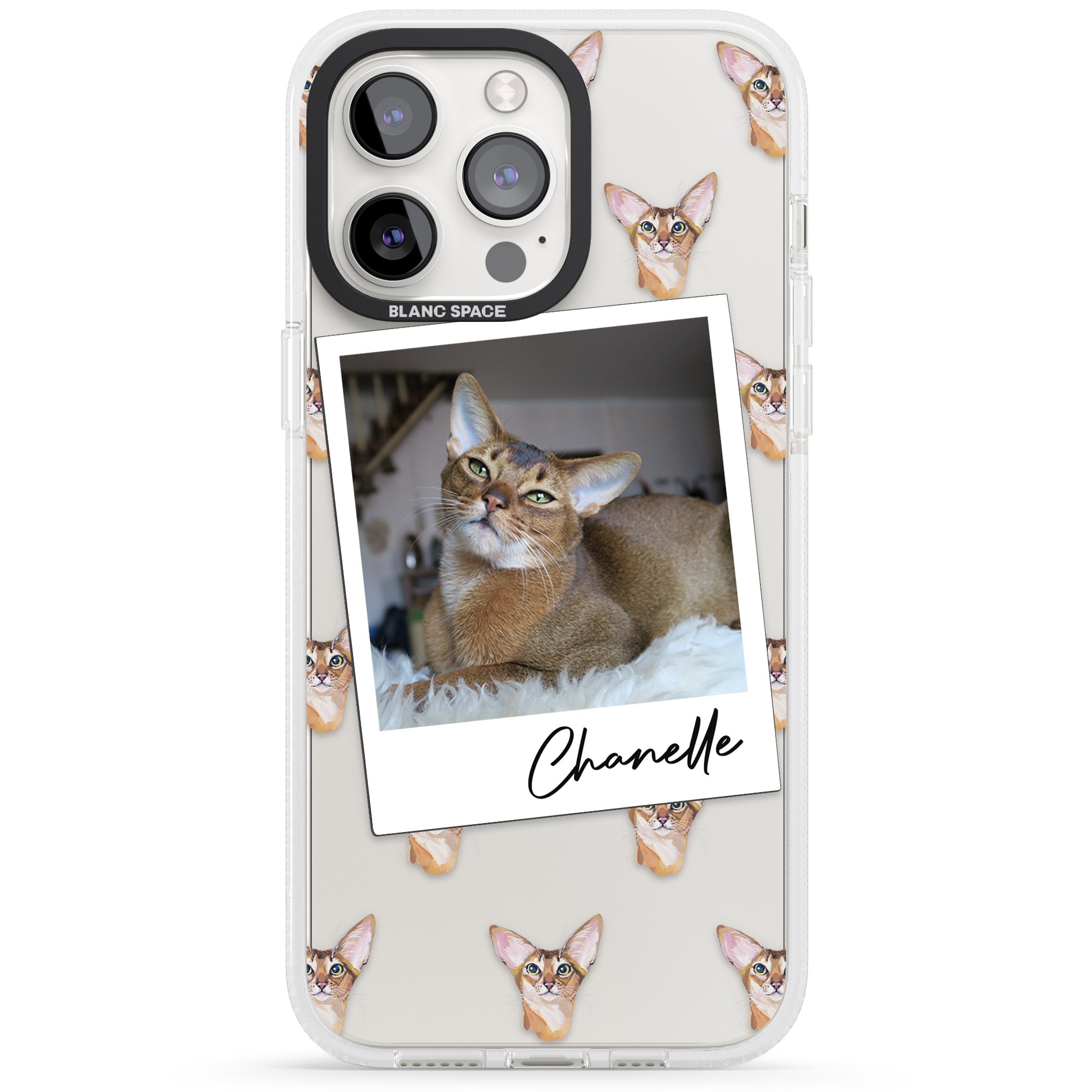 Personalised Abyssinian Cat Photo iPhone 15 Pro Max / 15 Pro / 14 Pro Max / 14 Pro / 13 Pro Clear Case Impact Air - Blanc Space
