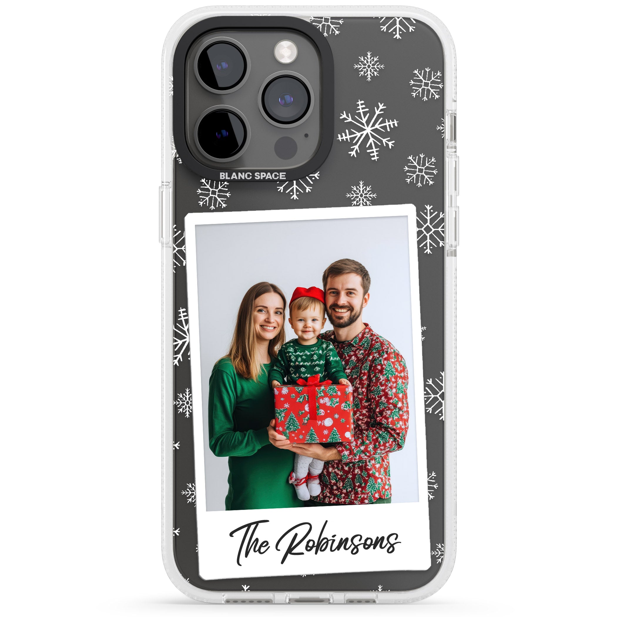 Personalised Snowflake Photo iPhone 15 Pro Max / 15 Pro / 14 Pro Max / 14 Pro / 13 Pro Clear Case Impact Air - Blanc Space