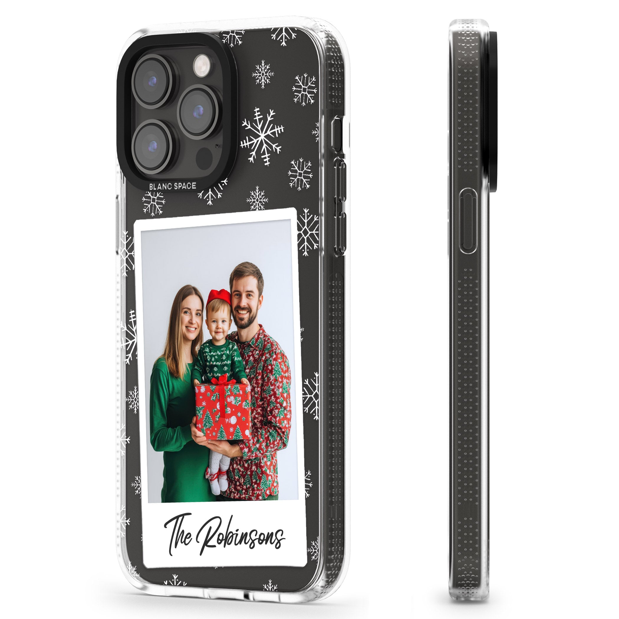 Personalised Snowflake Photo iPhone 15 Pro Max / 15 Pro / 14 Pro Max / 14 Pro / 13 Pro Clear Case Impact Air - Blanc Space