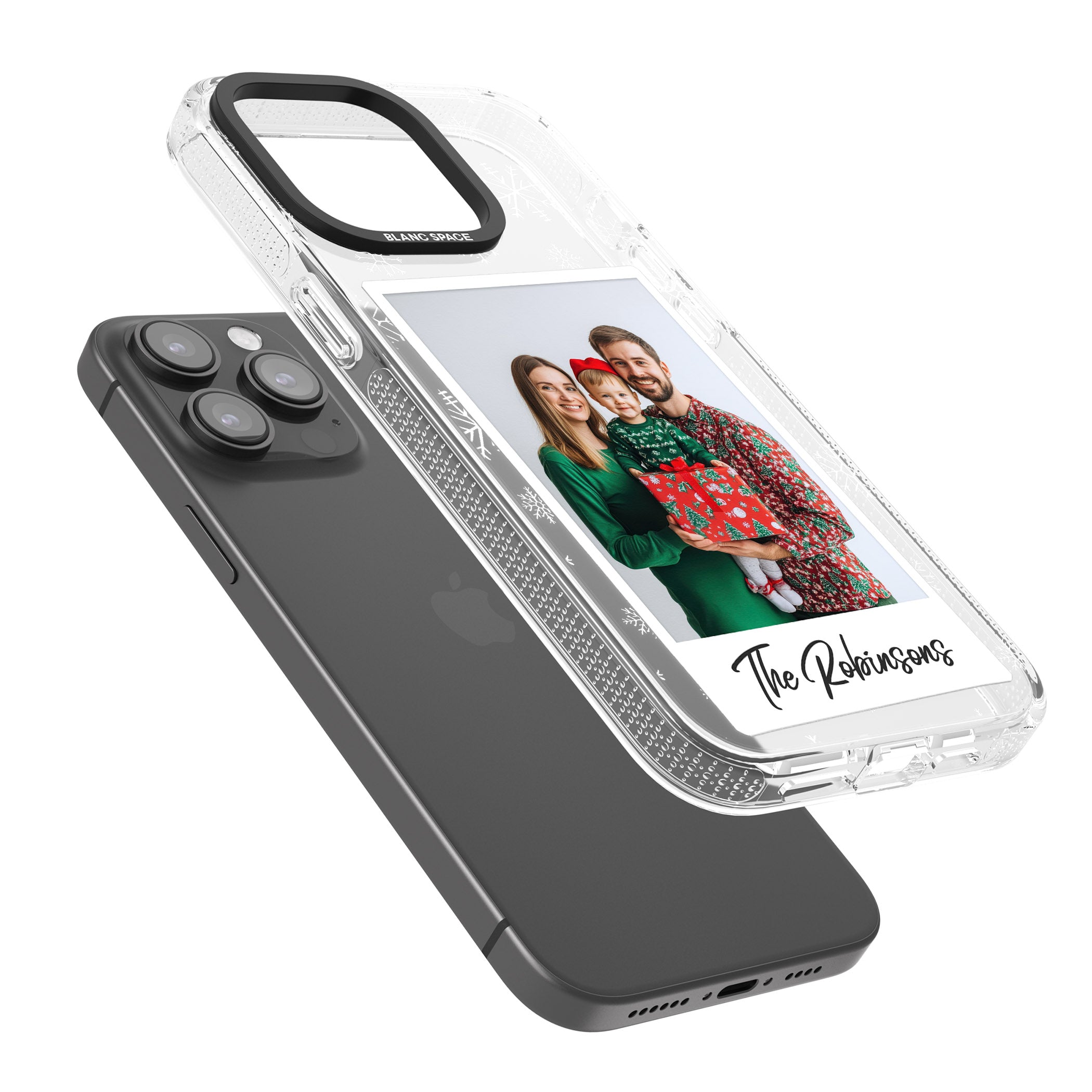 Personalised Snowflake Photo iPhone 15 Pro Max / 15 Pro / 14 Pro Max / 14 Pro / 13 Pro Clear Case Impact Air - Blanc Space