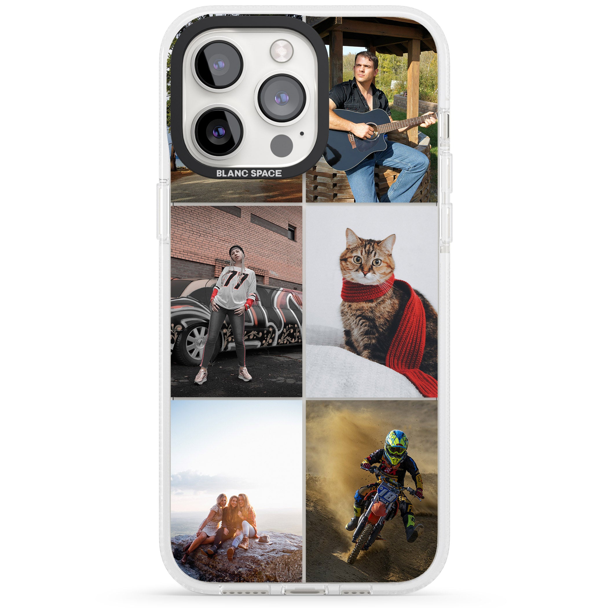 Personalised 6 Photo Grid iPhone 15 Pro Max / 15 Pro / 14 Pro Max / 14 Pro / 13 Pro Clear Case Impact Air - Blanc Space