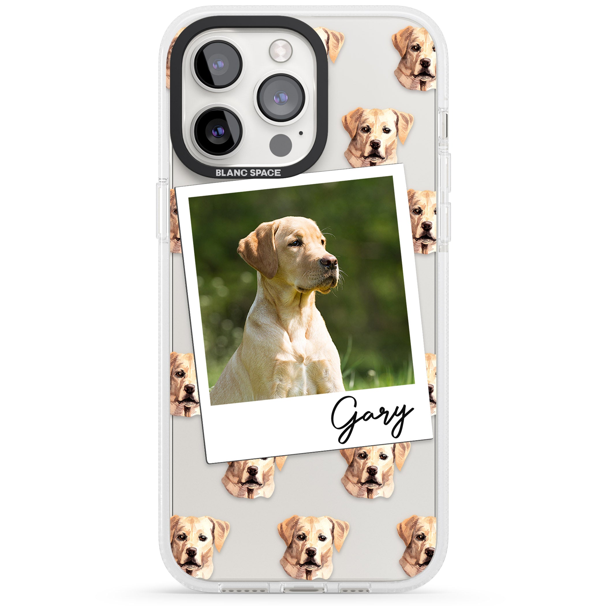 Personalised Labrador, Tan - Dog Photo iPhone 15 Pro Max / 15 Pro / 14 Pro Max / 14 Pro / 13 Pro Clear Case Impact Air - Blanc Space