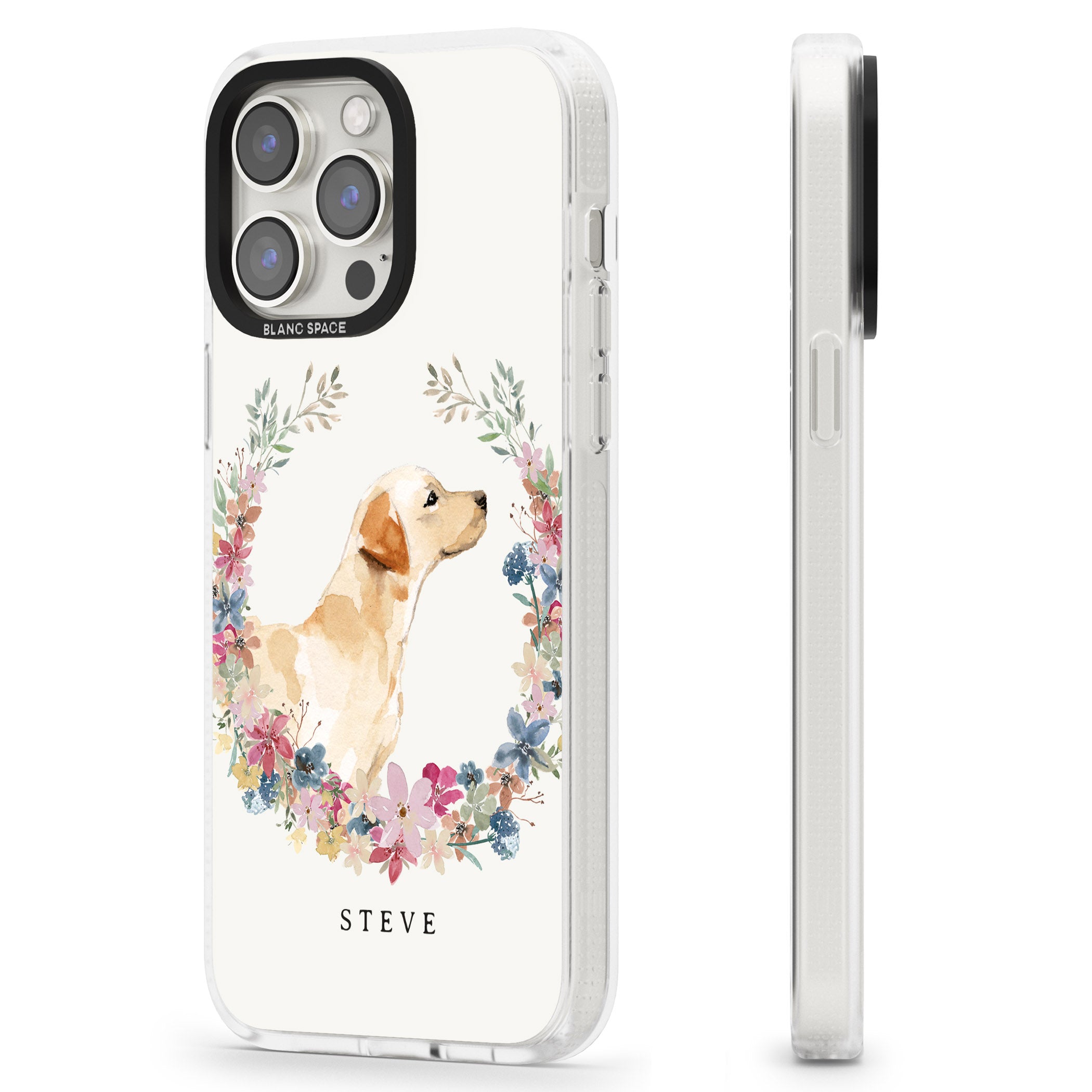 Personalised Yellow Labrador - Watercolour Dog Portrait iPhone 15 Pro Max / 15 Pro / 14 Pro Max / 14 Pro / 13 Pro Clear Case Impact Air - Blanc Space