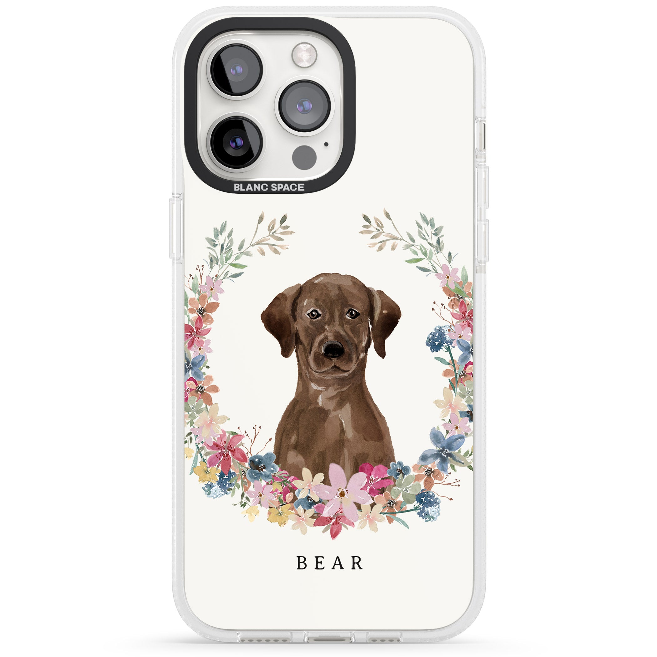 Personalised Chocolate Lab - Watercolour Dog Portrait iPhone 15 Pro Max / 15 Pro / 14 Pro Max / 14 Pro / 13 Pro Clear Case Impact Air - Blanc Space
