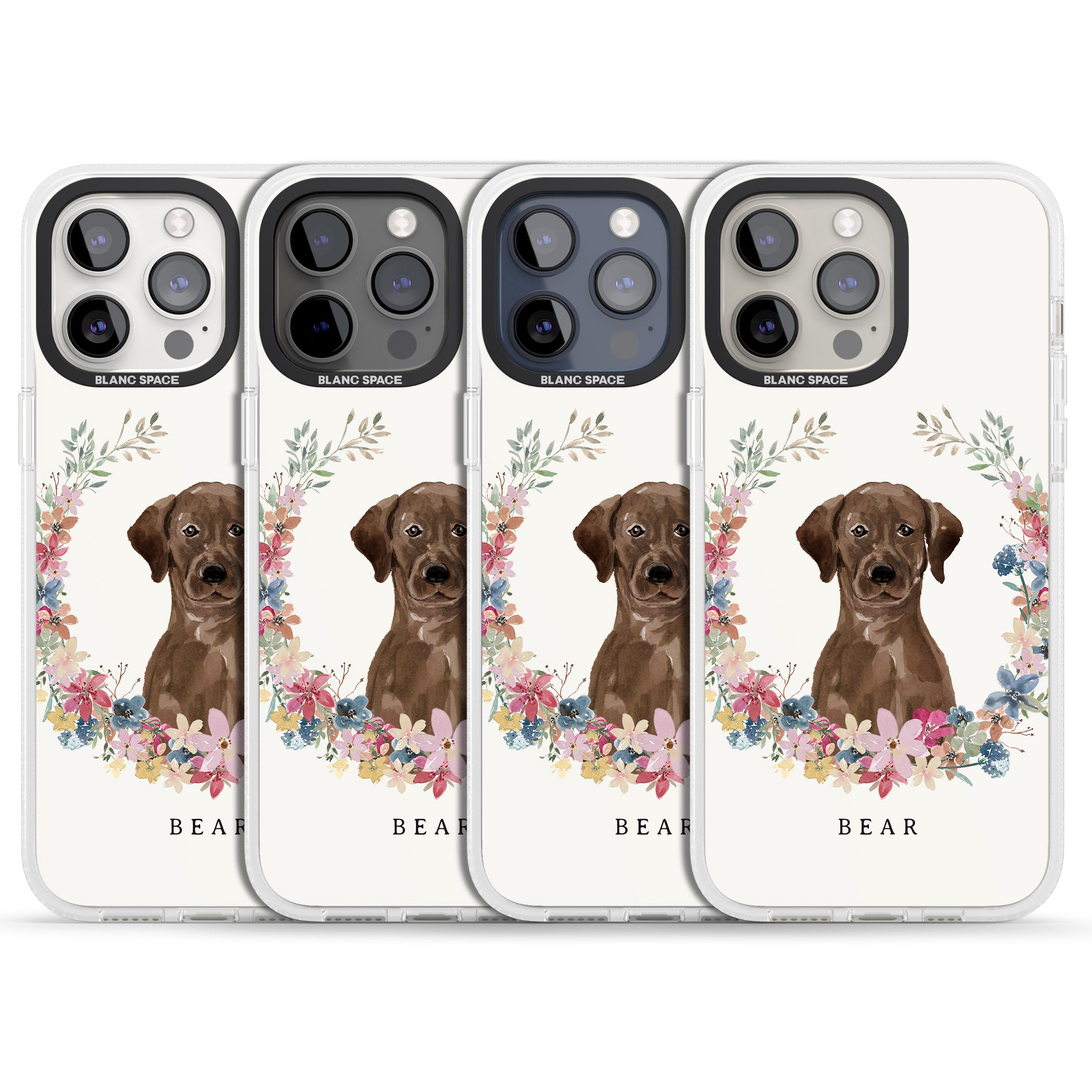 Personalised Chocolate Lab - Watercolour Dog Portrait iPhone 15 Pro Max / 15 Pro / 14 Pro Max / 14 Pro / 13 Pro Clear Case Impact Air - Blanc Space