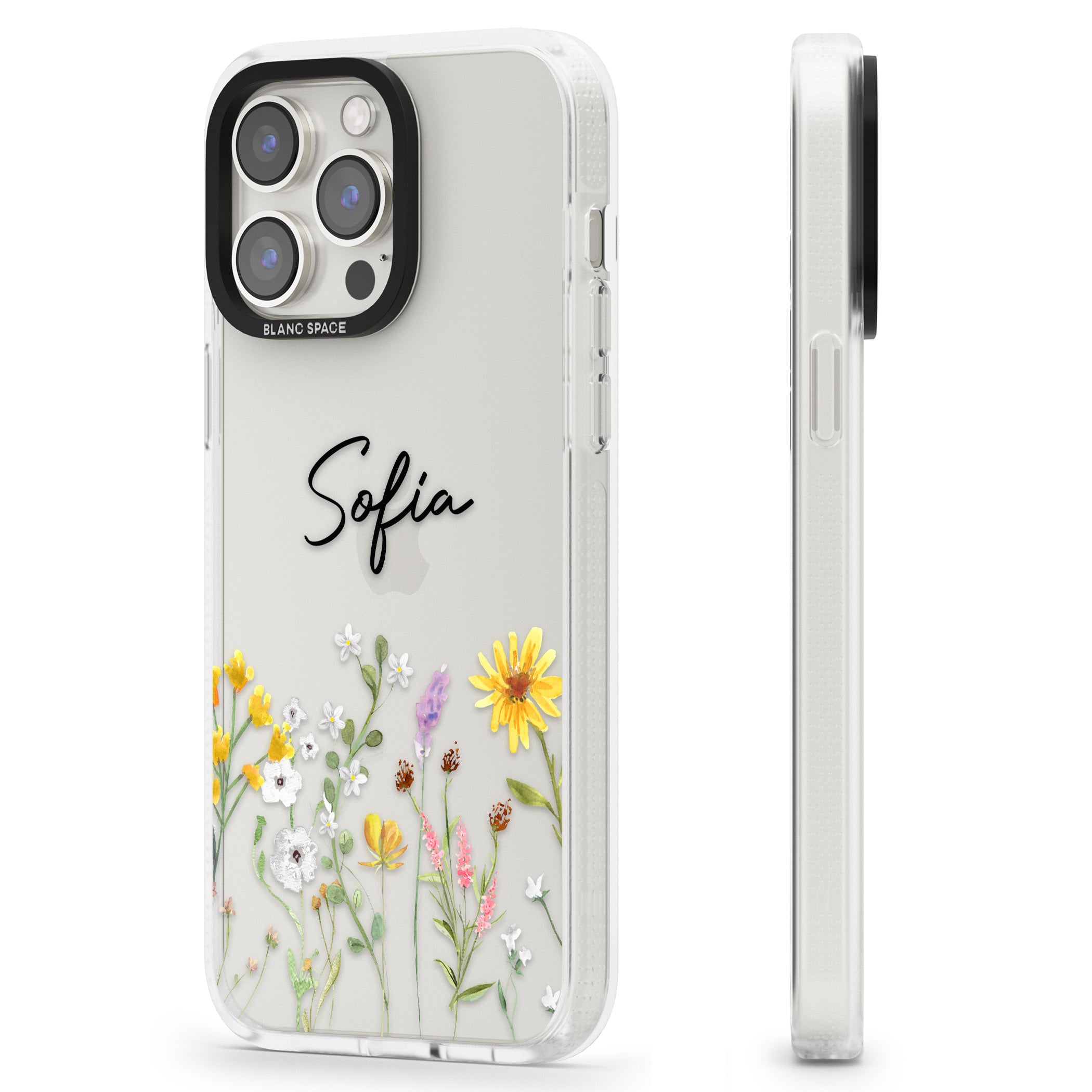Personalised April Wildfowers iPhone 15 Pro Max / 15 Pro / 14 Pro Max / 14 Pro / 13 Pro Clear Case Impact Air - Blanc Space