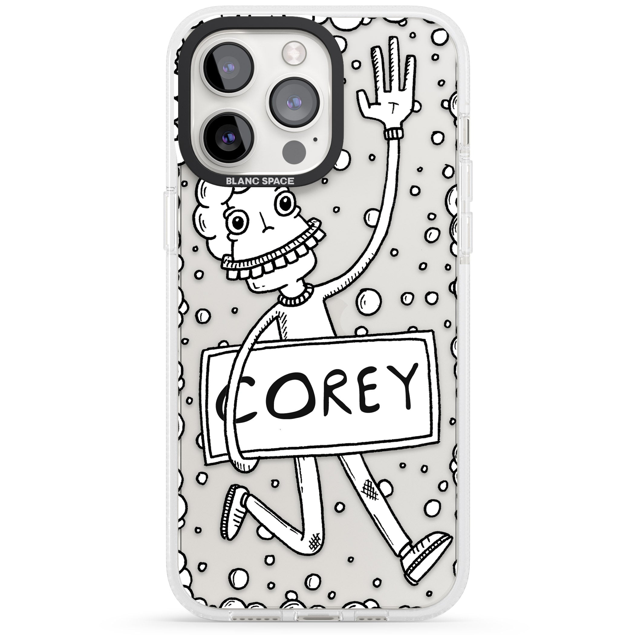 Personalised Banner Boy iPhone 15 Pro Max / 15 Pro / 14 Pro Max / 14 Pro / 13 Pro Clear Case Impact Air - Blanc Space