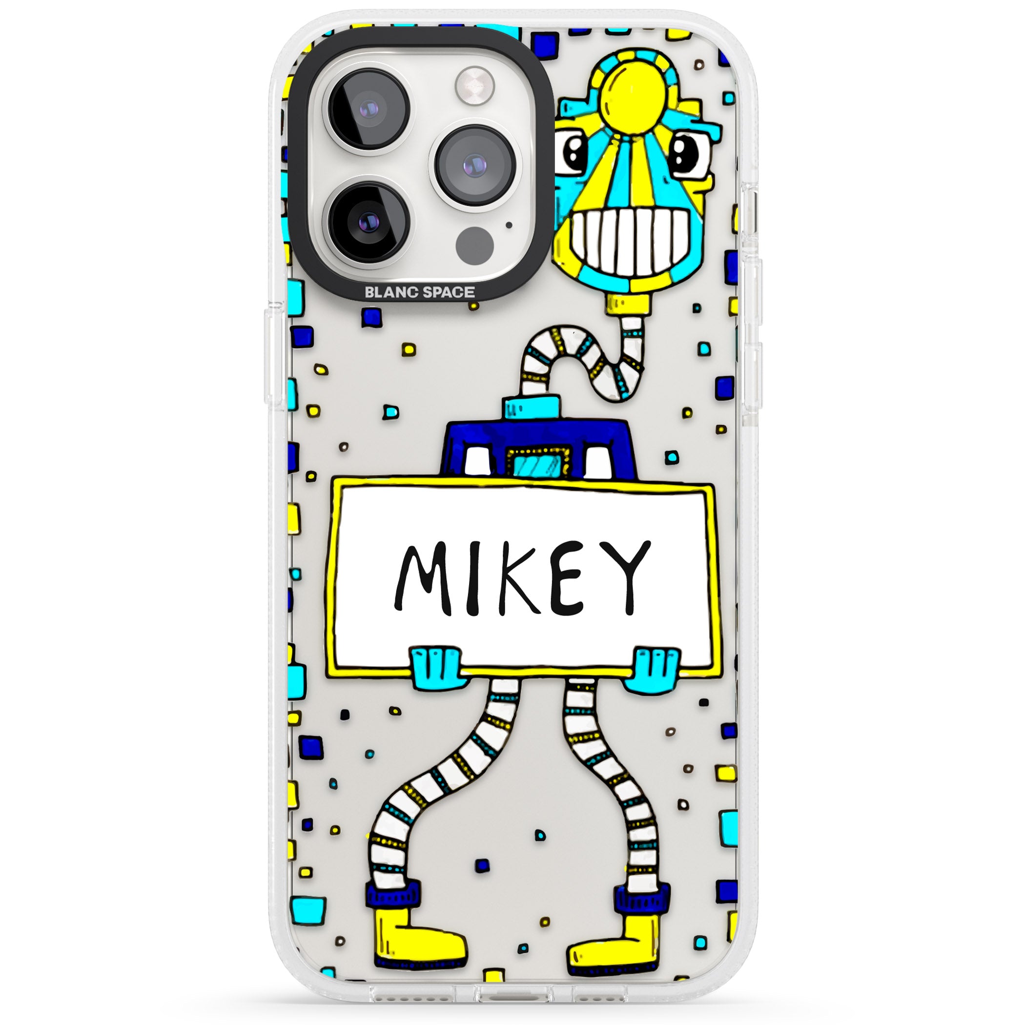 Personalised Tubes Guy iPhone 15 Pro Max / 15 Pro / 14 Pro Max / 14 Pro / 13 Pro Clear Case Impact Air - Blanc Space