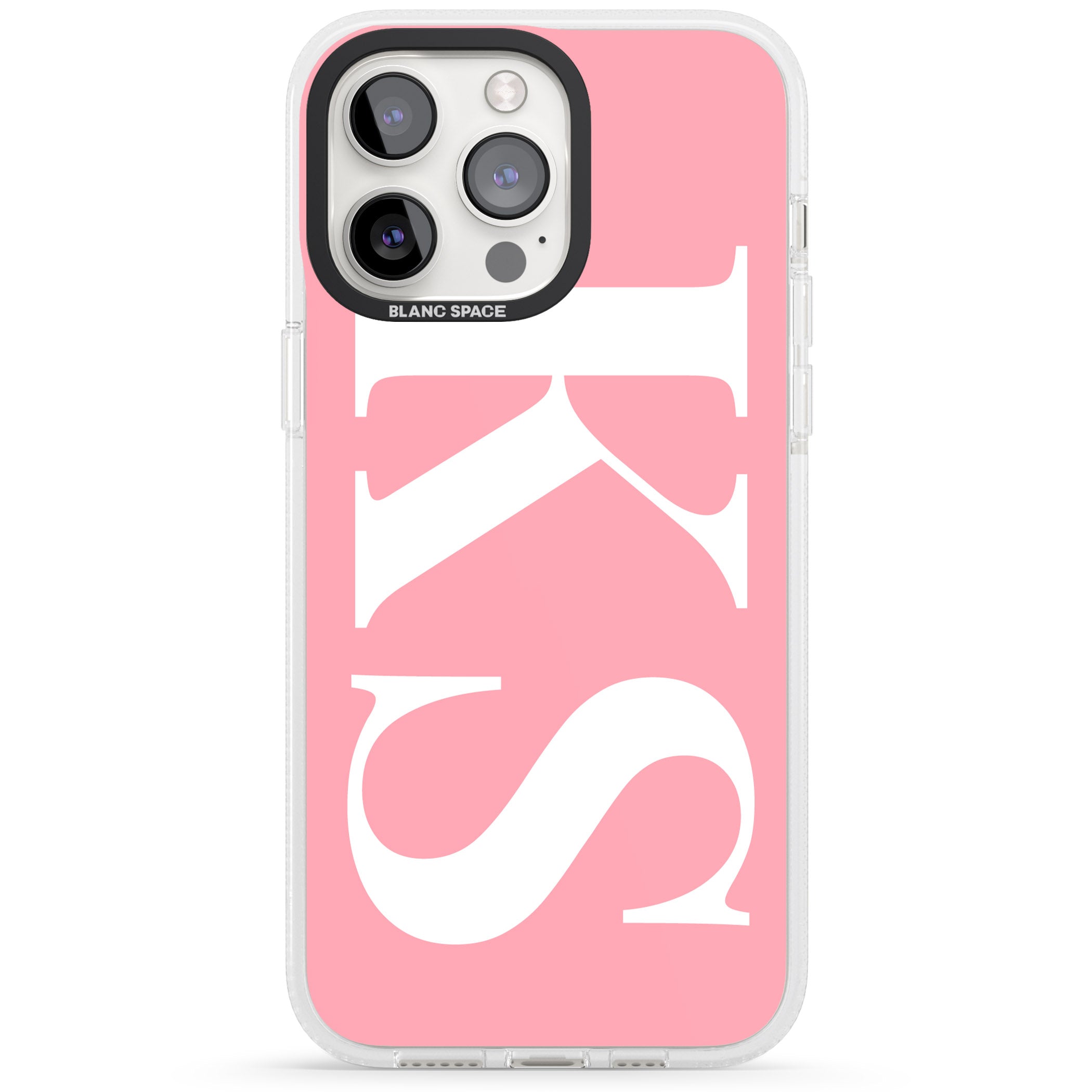 Personalised White & Pink Letters iPhone 15 Pro Max / 15 Pro / 14 Pro Max / 14 Pro / 13 Pro Clear Case Impact Air - Blanc Space