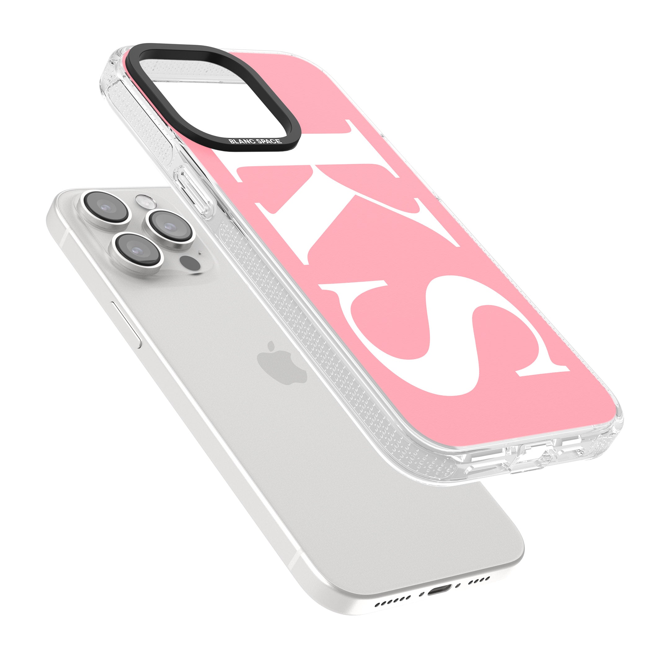 Personalised White & Pink Letters iPhone 15 Pro Max / 15 Pro / 14 Pro Max / 14 Pro / 13 Pro Clear Case Impact Air - Blanc Space