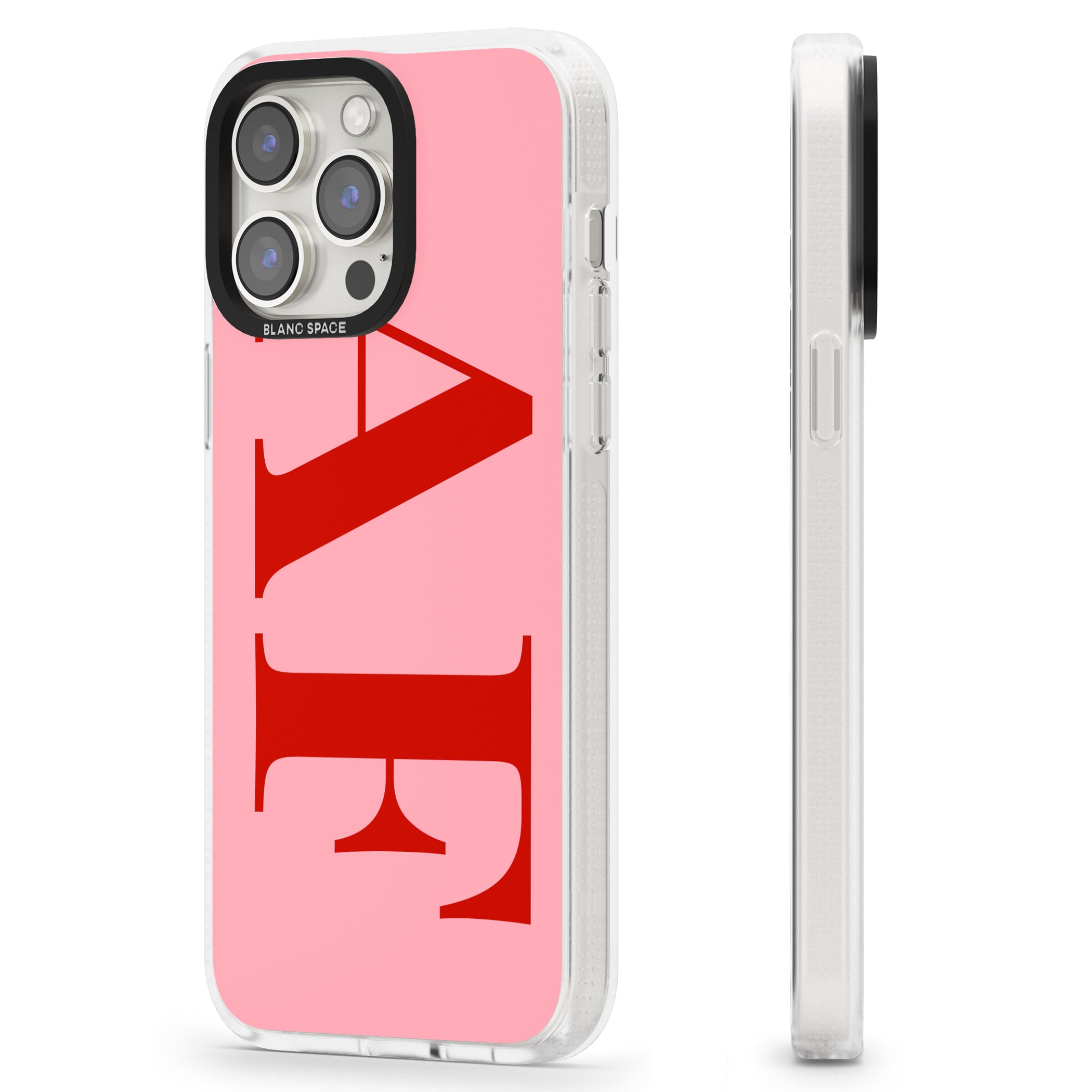 Personalised Red & Pink Letters iPhone 15 Pro Max / 15 Pro / 14 Pro Max / 14 Pro / 13 Pro Clear Case Impact Air - Blanc Space