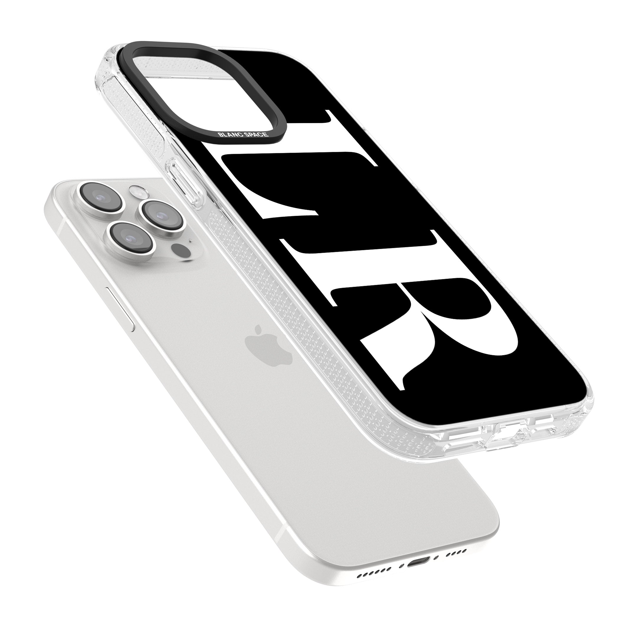 Personalised White & Black Letters iPhone 15 Pro Max / 15 Pro / 14 Pro Max / 14 Pro / 13 Pro Clear Case Impact Air - Blanc Space