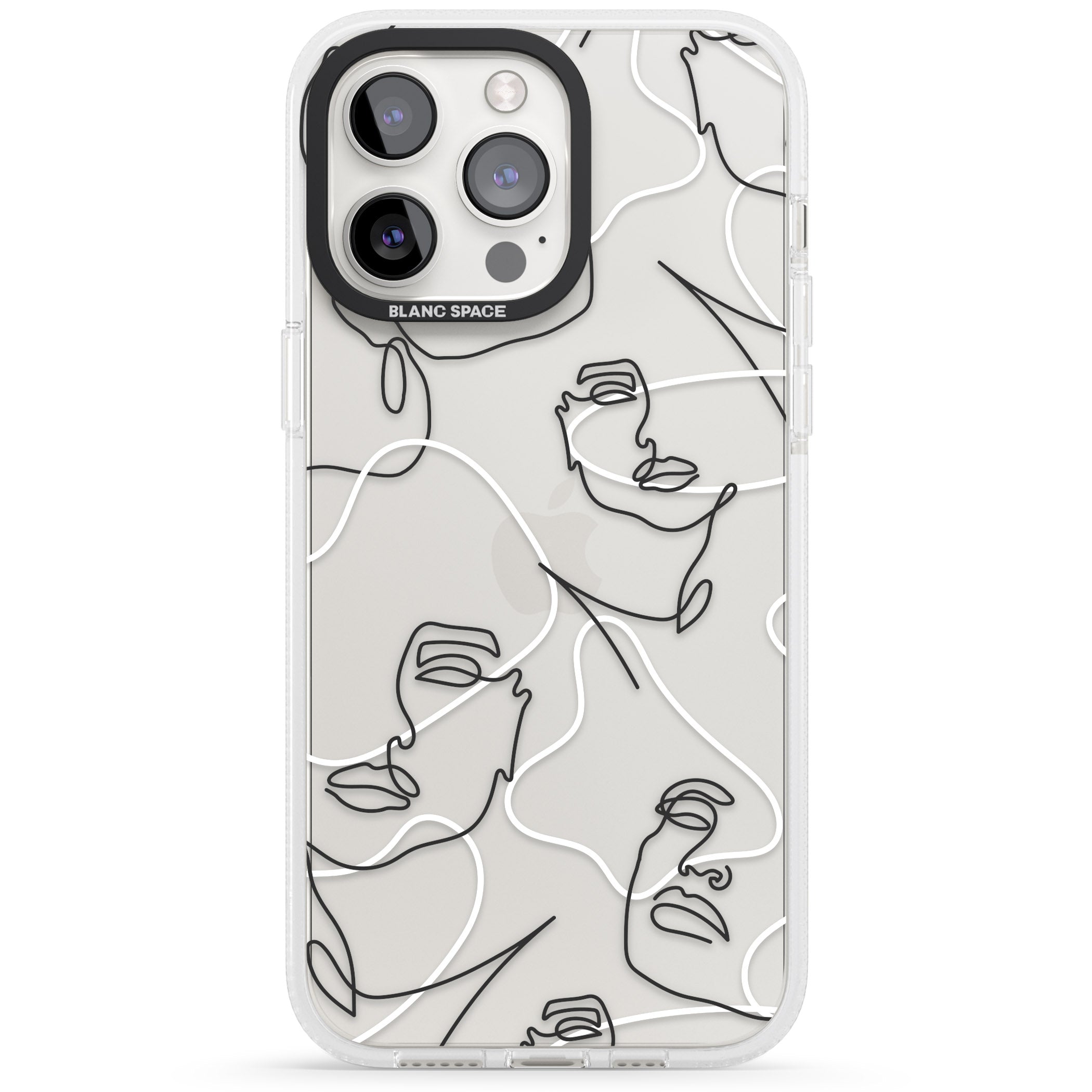 Personalised Abstract Faces iPhone 15 Pro Max / 15 Pro / 14 Pro Max / 14 Pro / 13 Pro Clear Case Impact Air - Blanc Space