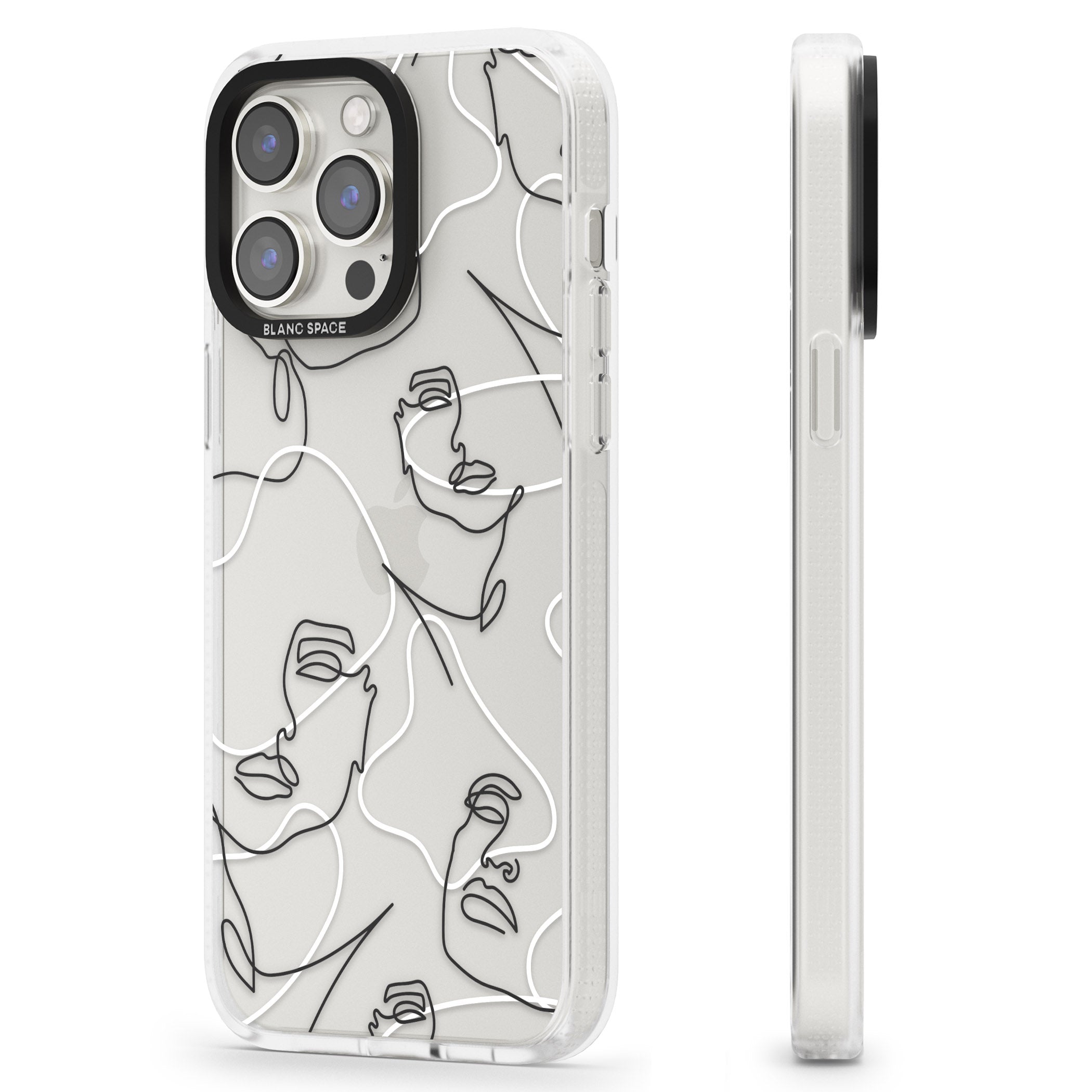 Personalised Abstract Faces iPhone 15 Pro Max / 15 Pro / 14 Pro Max / 14 Pro / 13 Pro Clear Case Impact Air - Blanc Space