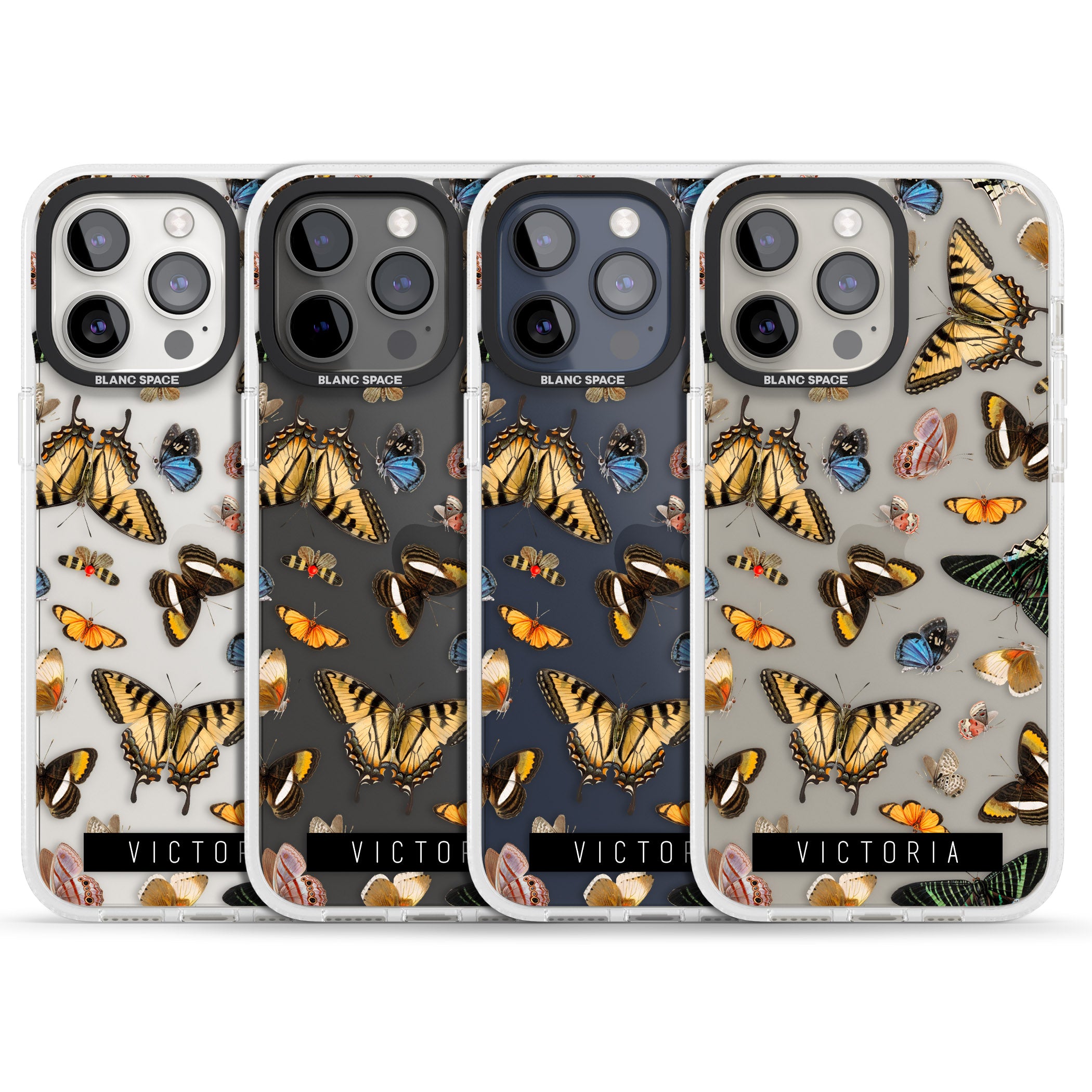 Personalised Photorealistic Butterfly iPhone 15 Pro Max / 15 Pro / 14 Pro Max / 14 Pro / 13 Pro Clear Case Impact Air - Blanc Space
