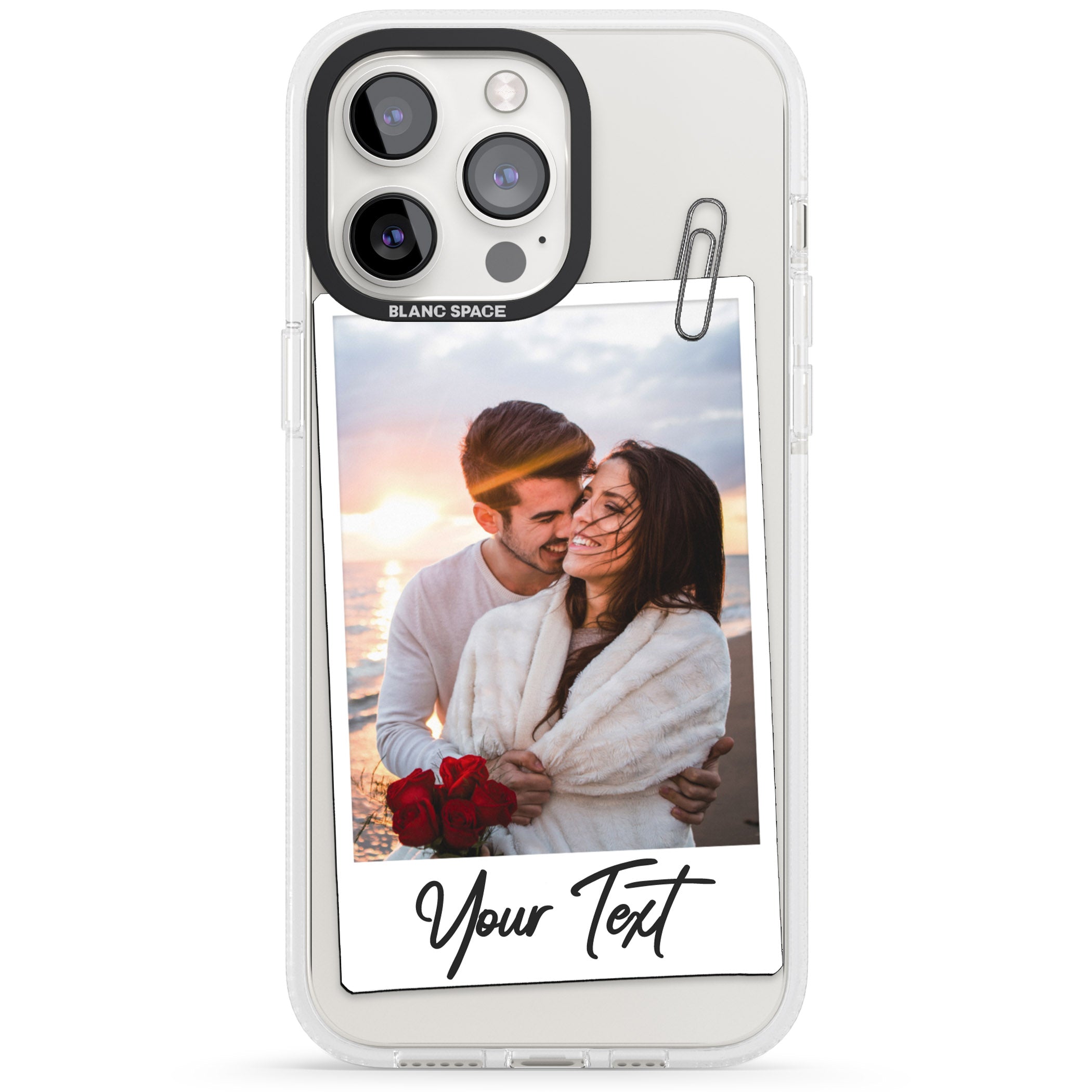 Personalised Instant Camera Photo iPhone 15 Pro Max / 15 Pro / 14 Pro Max / 14 Pro / 13 Pro Clear Case Impact Air - Blanc Space