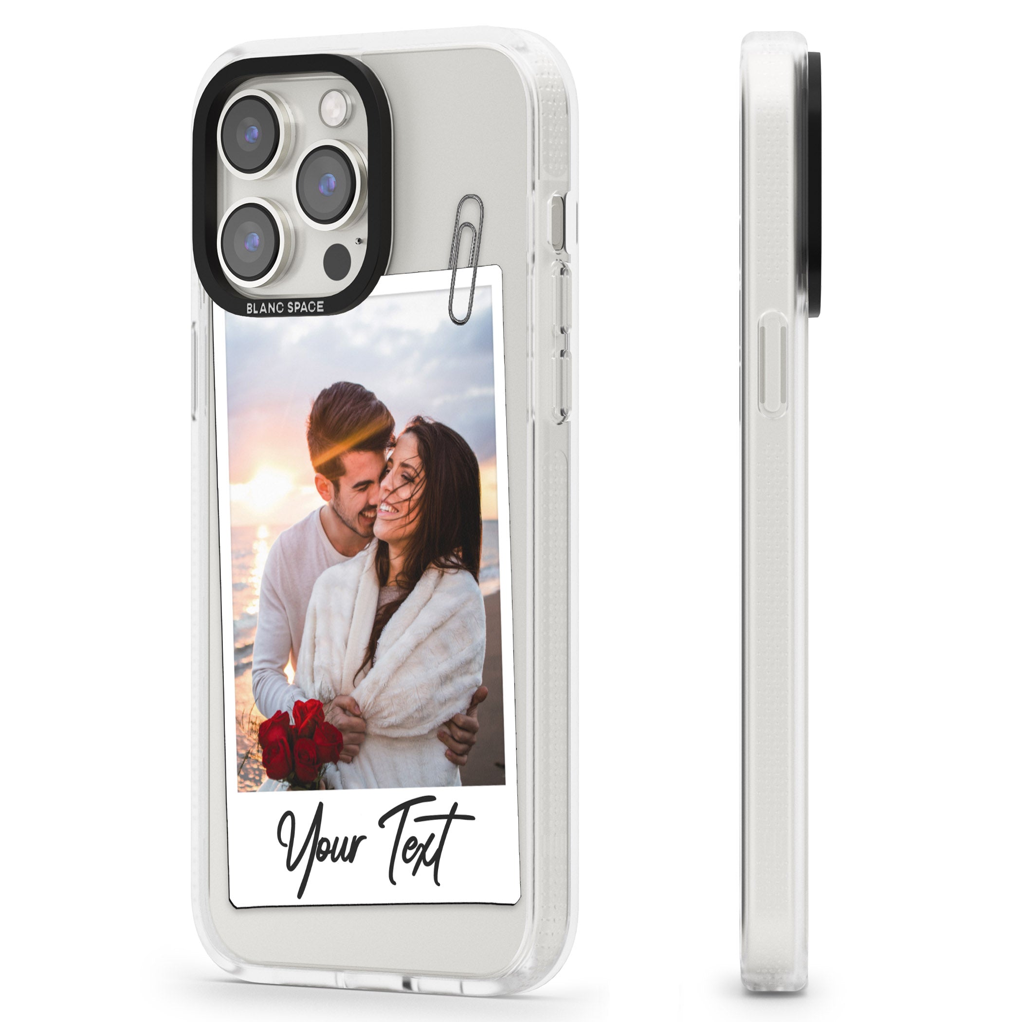 Personalised Instant Camera Photo iPhone 15 Pro Max / 15 Pro / 14 Pro Max / 14 Pro / 13 Pro Clear Case Impact Air - Blanc Space