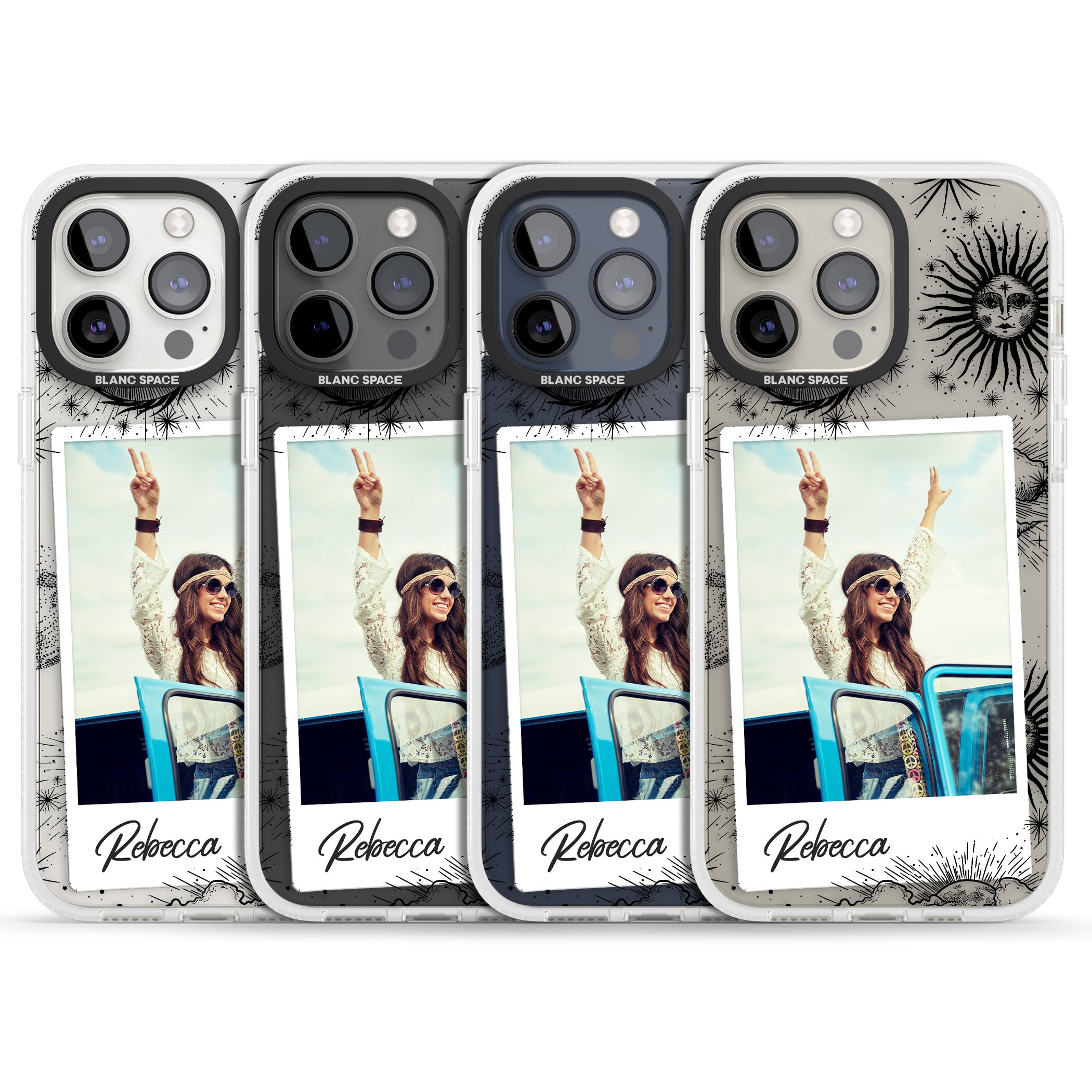 Personalised Astrology Instant Photo iPhone 15 Pro Max / 15 Pro / 14 Pro Max / 14 Pro / 13 Pro Clear Case Impact Air - Blanc Space