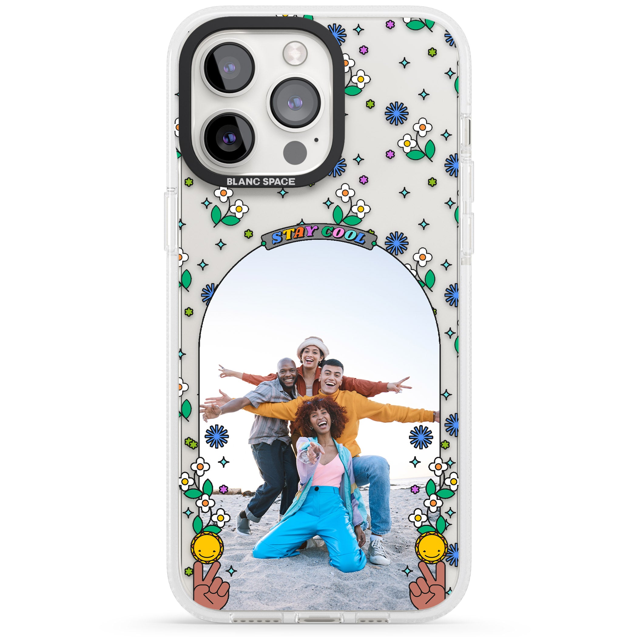 Personalised Summer Photo Frame iPhone 15 Pro Max / 15 Pro / 14 Pro Max / 14 Pro / 13 Pro Clear Case Impact Air - Blanc Space