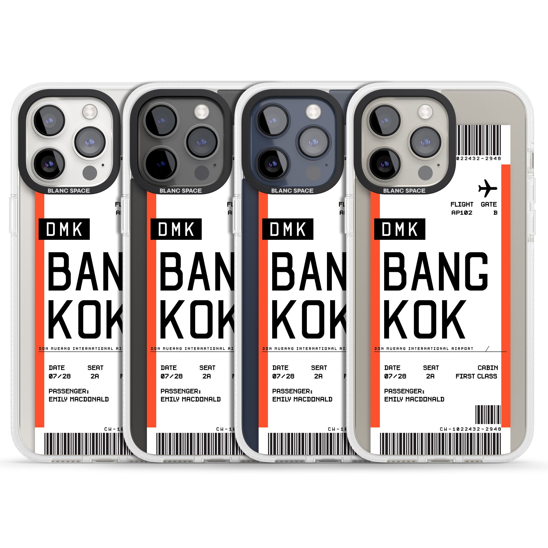 Personalised Bangkok Boarding Pass iPhone 15 Pro Max / 15 Pro / 14 Pro Max / 14 Pro / 13 Pro Clear Case Impact Air - Blanc Space