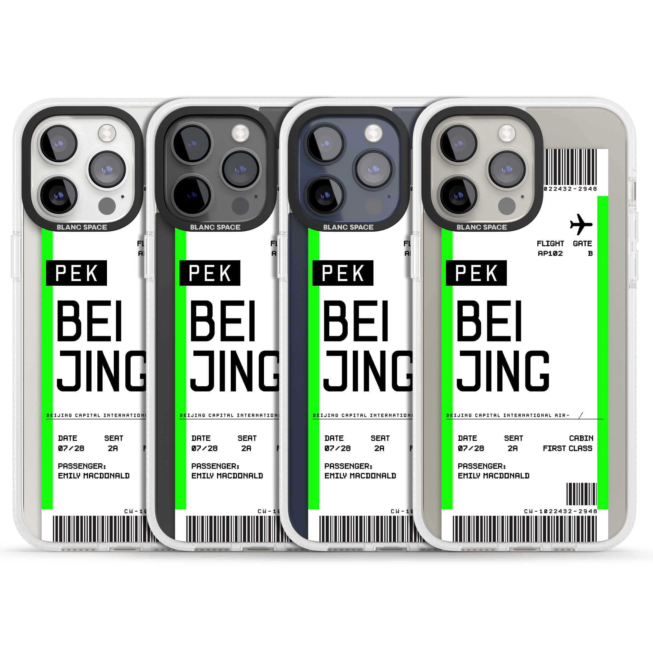 Personalised Beijing Boarding Pass iPhone 15 Pro Max / 15 Pro / 14 Pro Max / 14 Pro / 13 Pro Clear Case Impact Air - Blanc Space