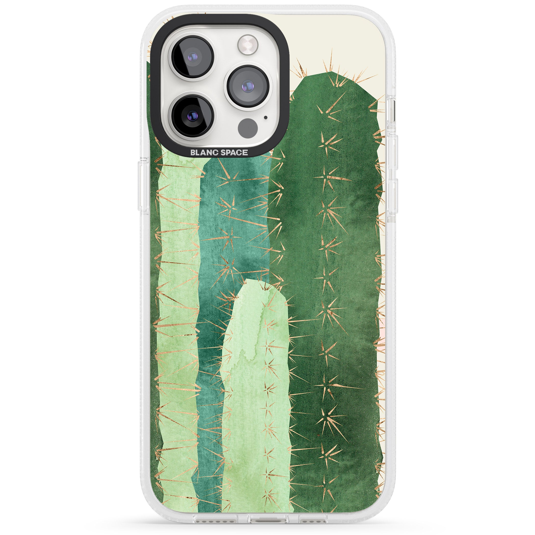Large Cacti Mix Design iPhone 15 Pro Max / 15 Pro / 14 Pro Max / 14 Pro / 13 Pro Clear Case Impact Air - Blanc Space
