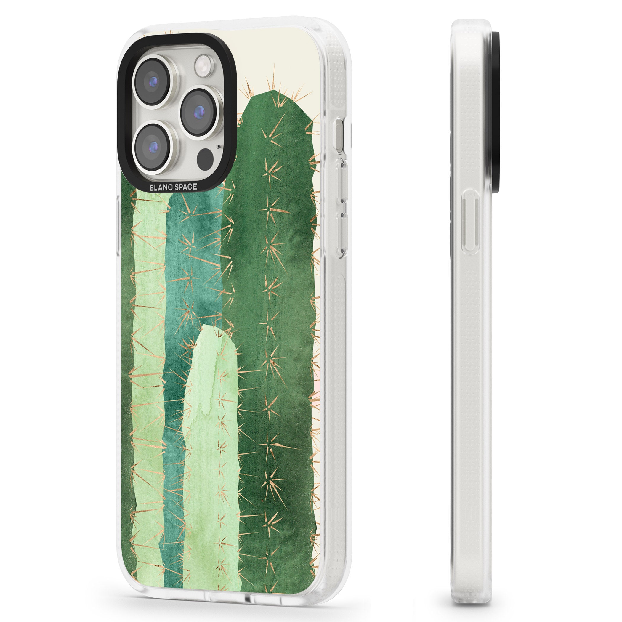 Large Cacti Mix Design iPhone 15 Pro Max / 15 Pro / 14 Pro Max / 14 Pro / 13 Pro Clear Case Impact Air - Blanc Space