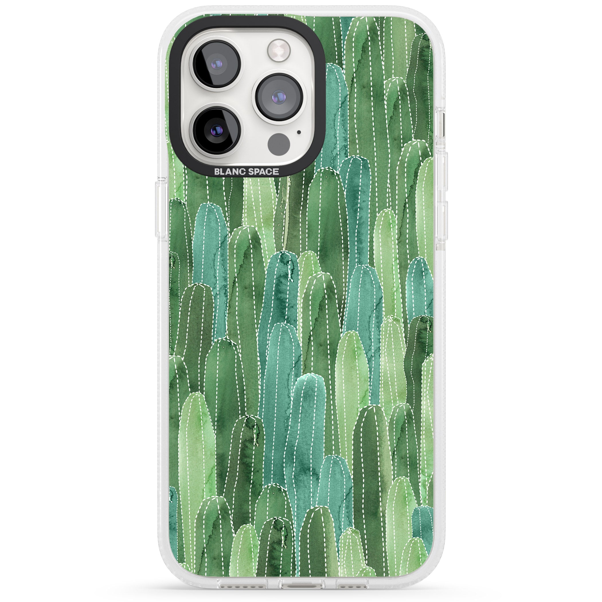 Skinny Cacti Pattern Design iPhone 15 Pro Max / 15 Pro / 14 Pro Max / 14 Pro / 13 Pro Clear Case Impact Air - Blanc Space