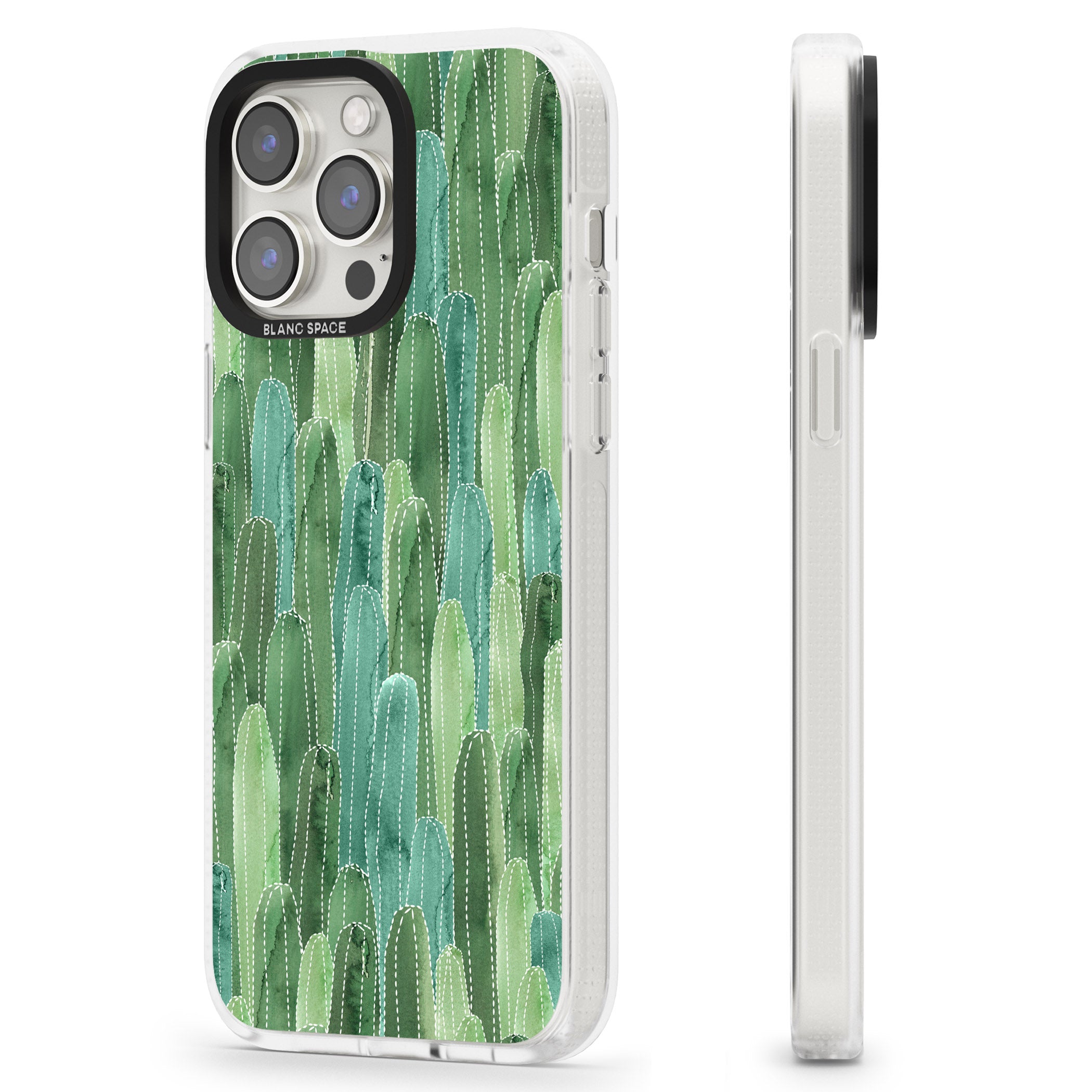 Skinny Cacti Pattern Design iPhone 15 Pro Max / 15 Pro / 14 Pro Max / 14 Pro / 13 Pro Clear Case Impact Air - Blanc Space