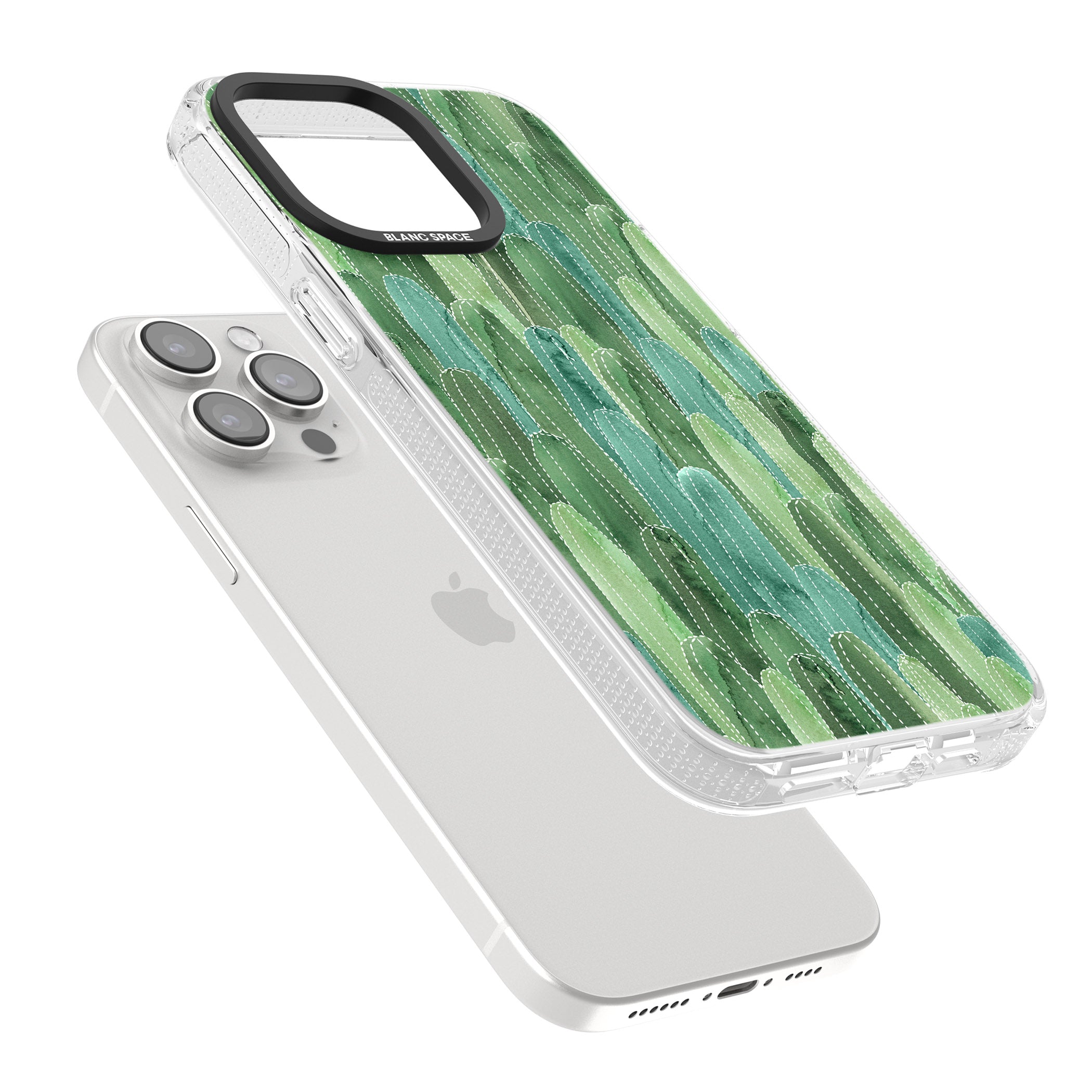 Skinny Cacti Pattern Design iPhone 15 Pro Max / 15 Pro / 14 Pro Max / 14 Pro / 13 Pro Clear Case Impact Air - Blanc Space