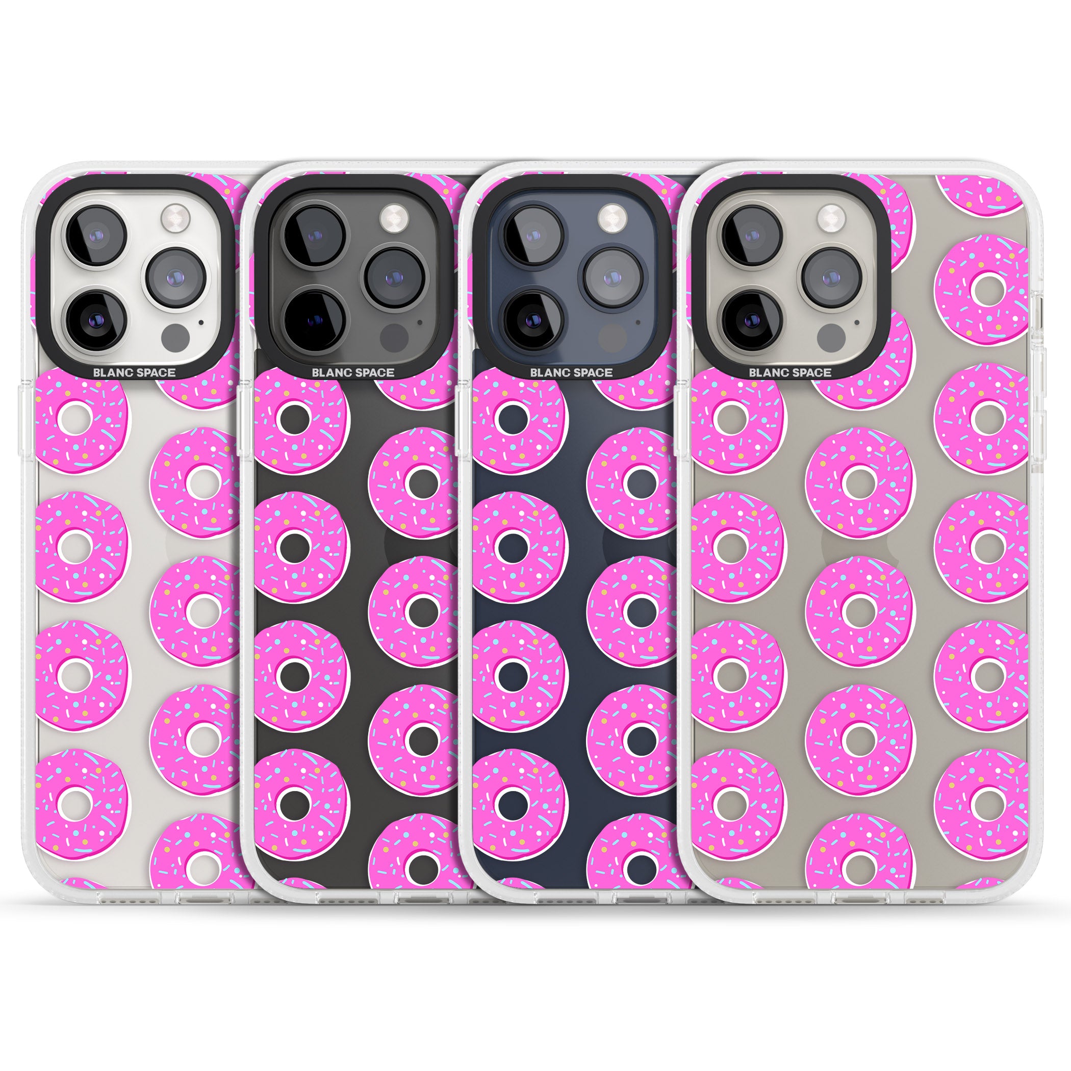 Pink Donut Pattern iPhone 15 Pro Max / 15 Pro / 14 Pro Max / 14 Pro / 13 Pro Clear Case Impact Air - Blanc Space