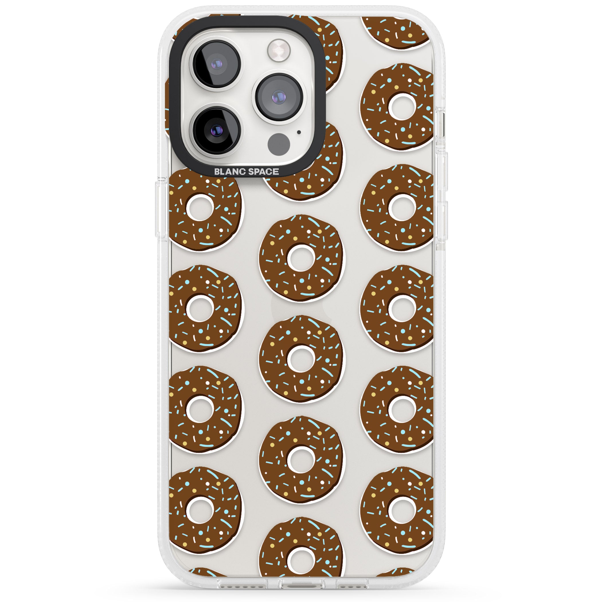 Chocolate Donut Pattern iPhone 15 Pro Max / 15 Pro / 14 Pro Max / 14 Pro / 13 Pro Clear Case Impact Air - Blanc Space