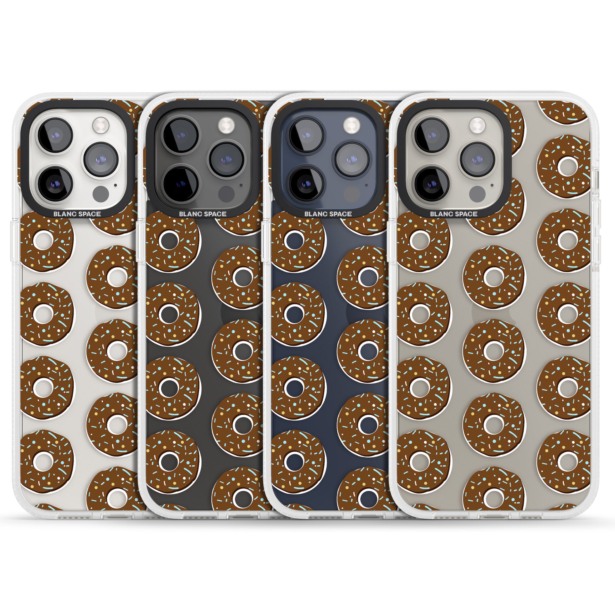 Chocolate Donut Pattern iPhone 15 Pro Max / 15 Pro / 14 Pro Max / 14 Pro / 13 Pro Clear Case Impact Air - Blanc Space