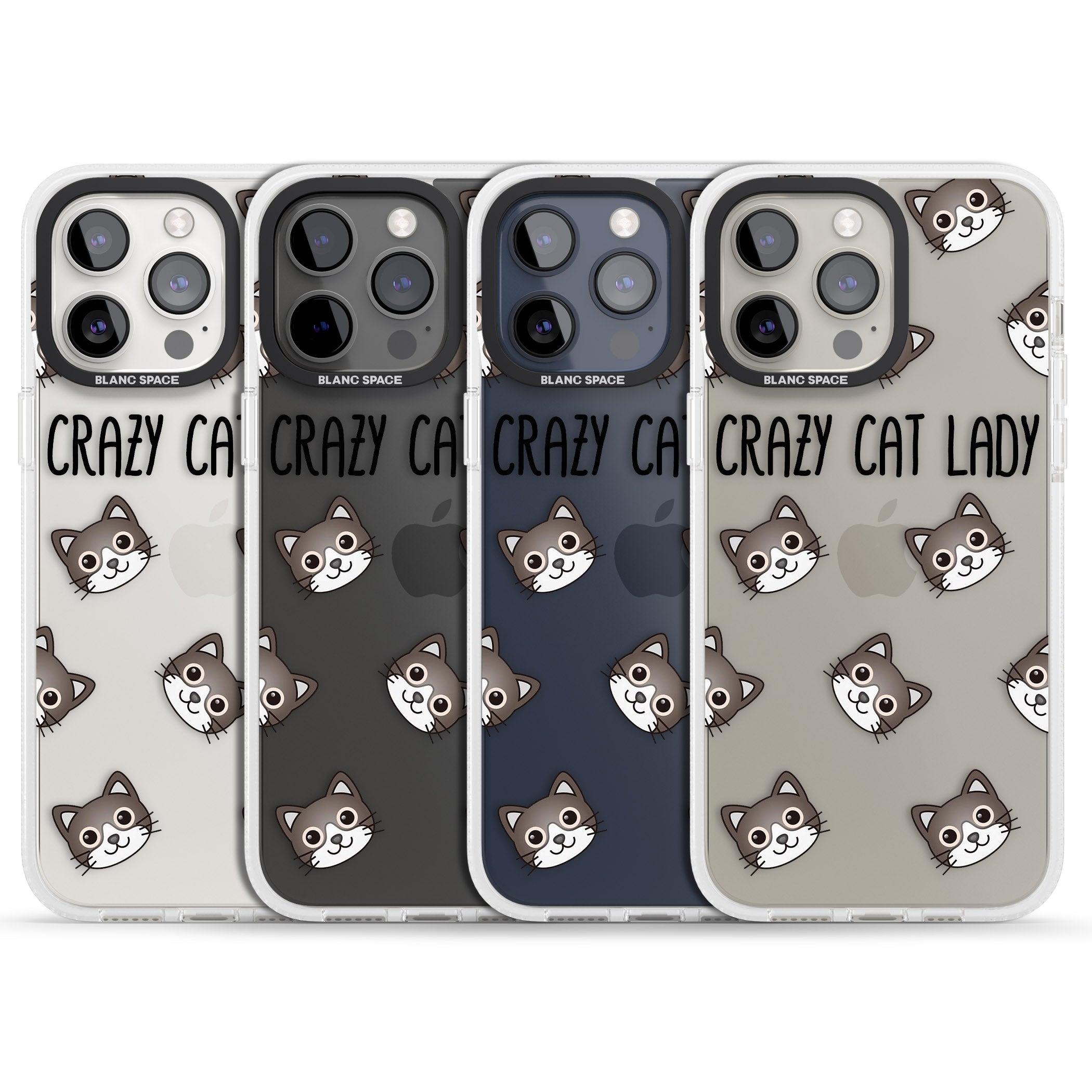 Crazy Cat Lady iPhone 15 Pro Max / 15 Pro / 14 Pro Max / 14 Pro / 13 Pro Clear Case Impact Air - Blanc Space