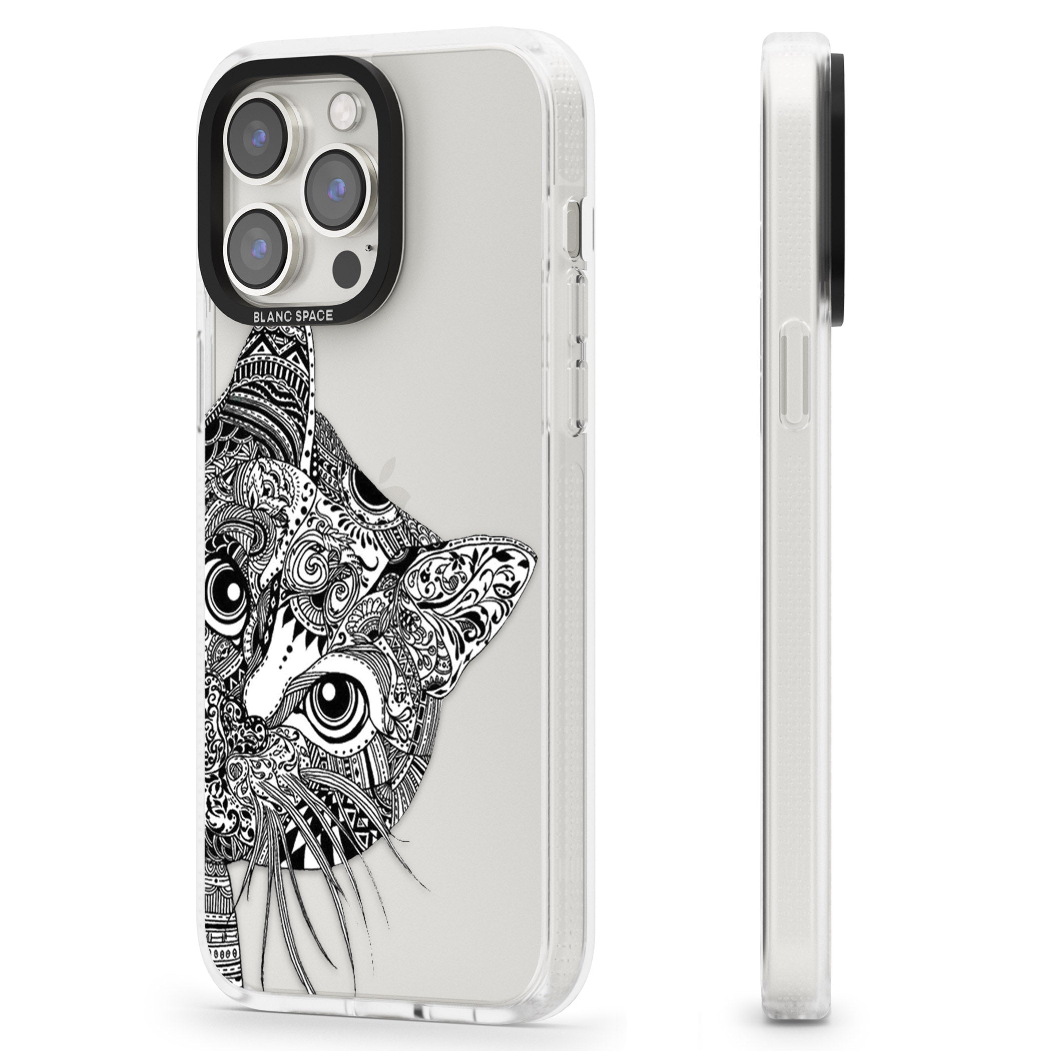 Henna Cat iPhone 15 Pro Max / 15 Pro / 14 Pro Max / 14 Pro / 13 Pro Clear Case Impact Air - Blanc Space