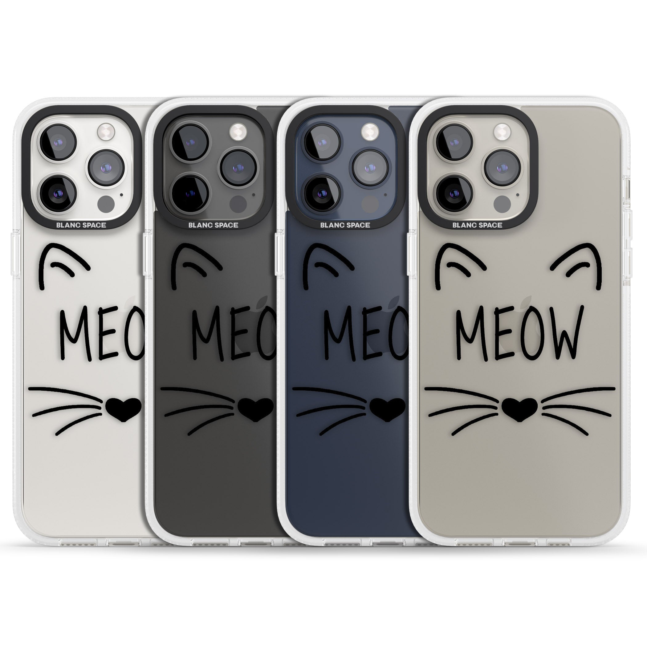 Cat Whiskers iPhone 15 Pro Max / 15 Pro / 14 Pro Max / 14 Pro / 13 Pro Clear Case Impact Air - Blanc Space