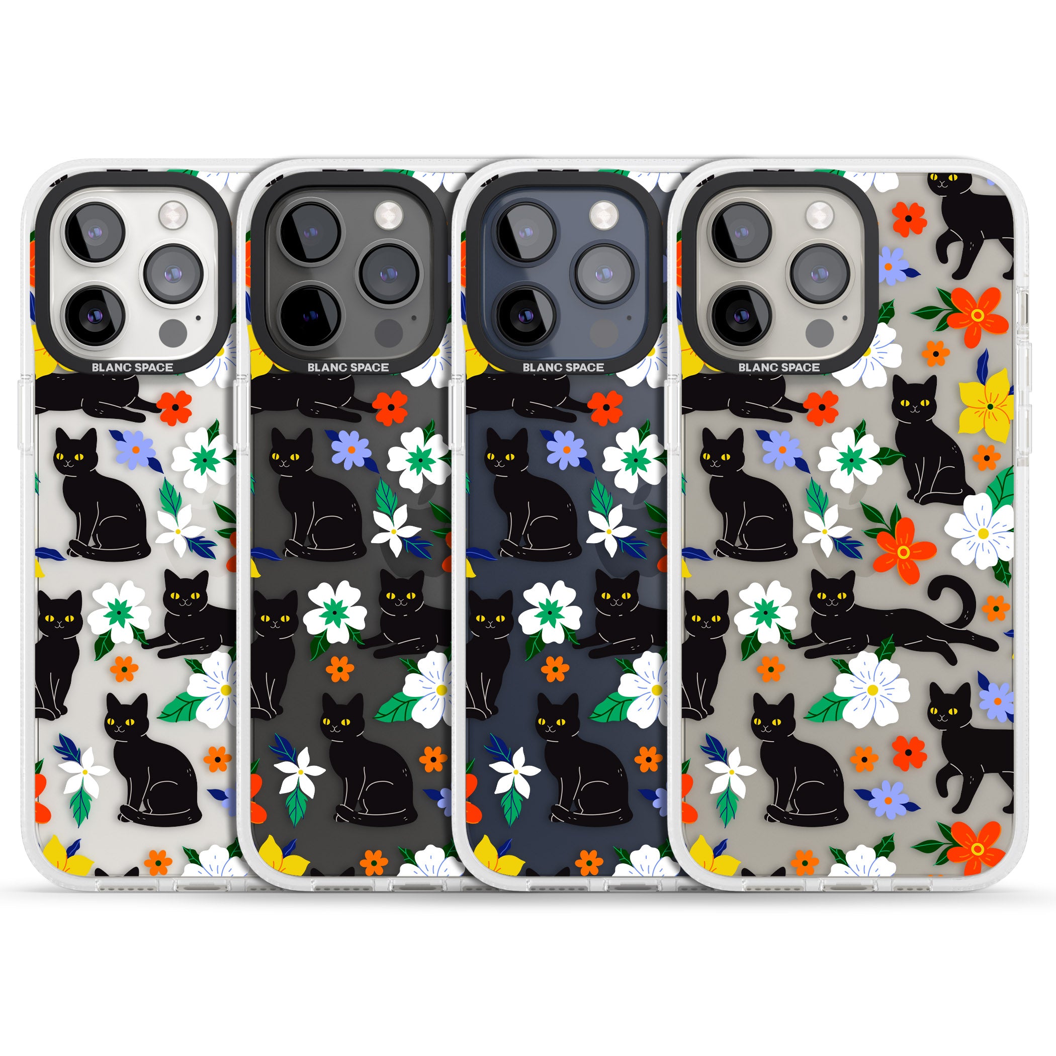 Cats & Flowers iPhone 15 Pro Max / 15 Pro / 14 Pro Max / 14 Pro / 13 Pro Clear Case Impact Air - Blanc Space