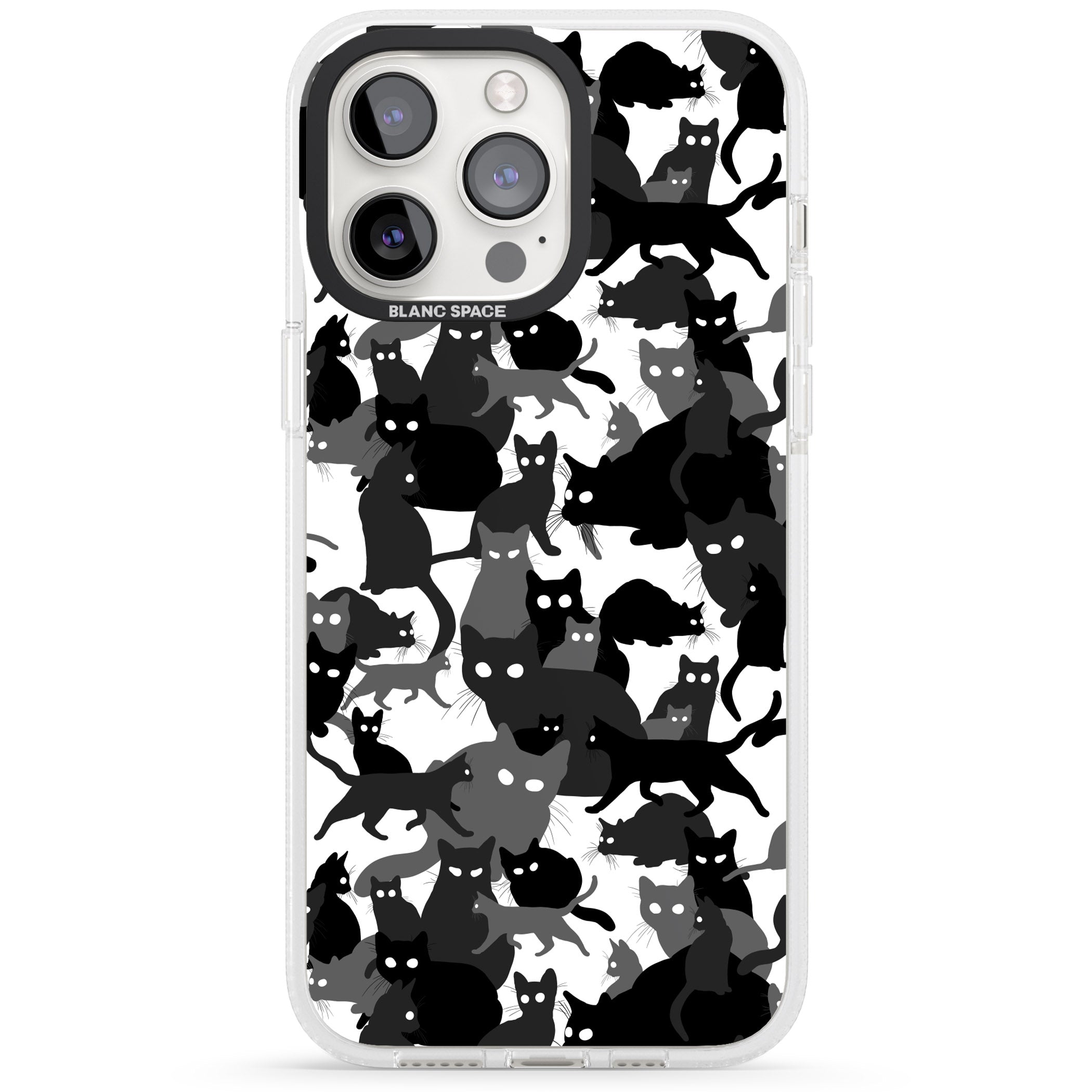 Black & White Cat Camouflage iPhone 15 Pro Max / 15 Pro / 14 Pro Max / 14 Pro / 13 Pro Clear Case Impact Air - Blanc Space